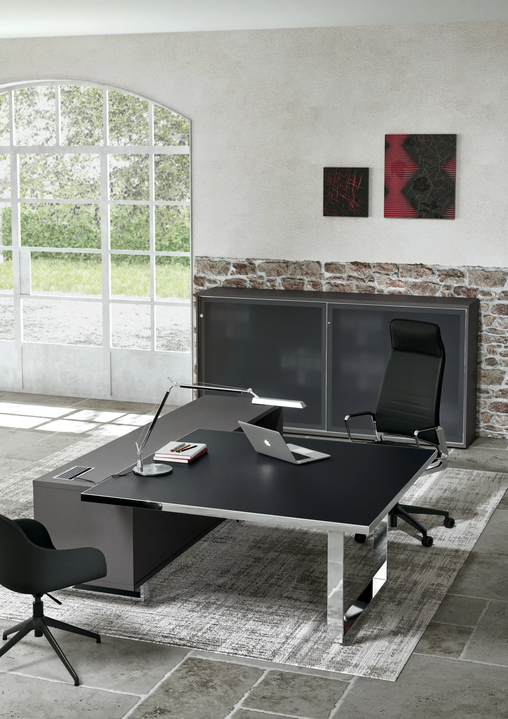 ALEA - Archimede square desk with service unit