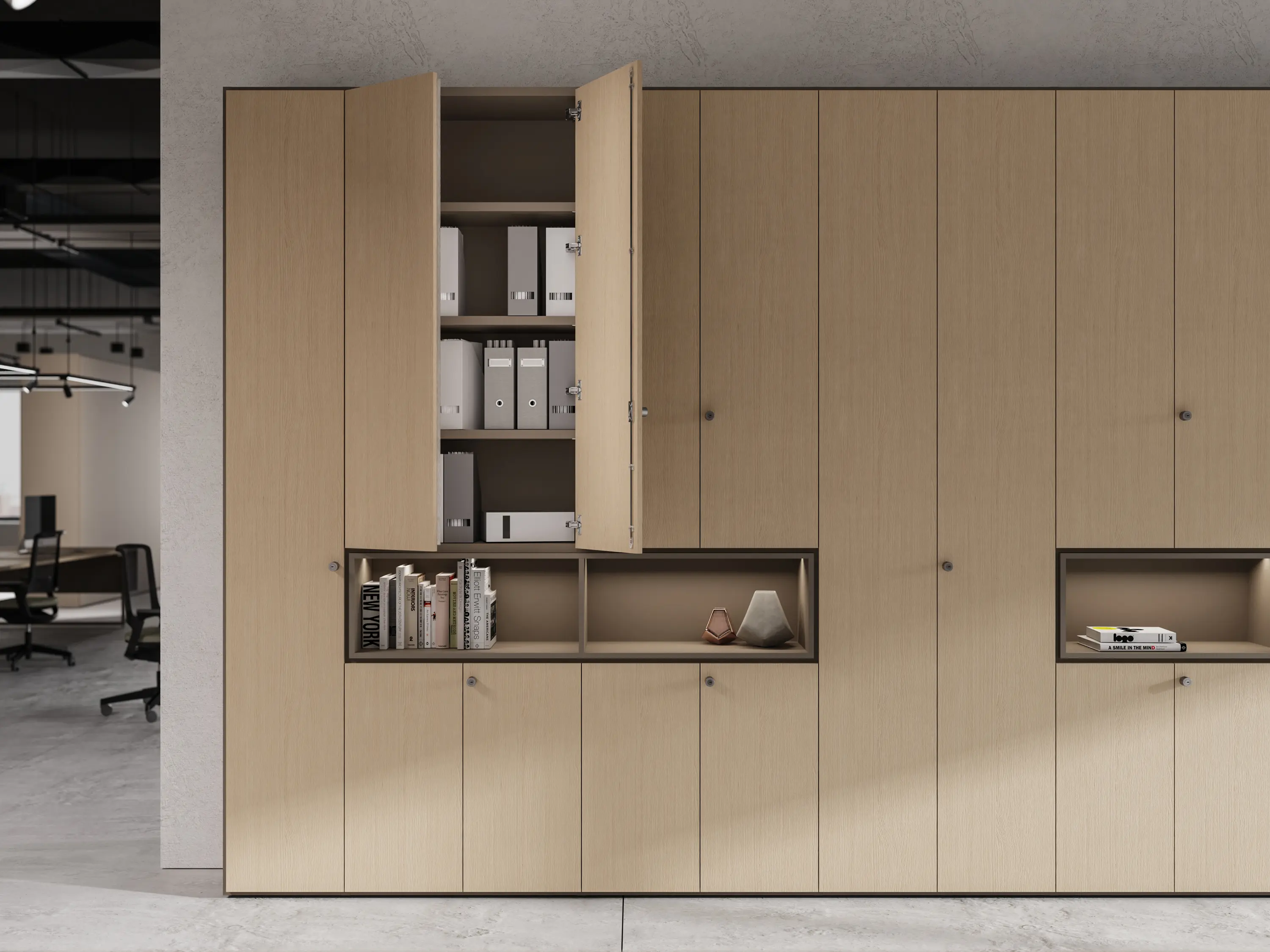 ALEA - Quattro wall storage with display nieches