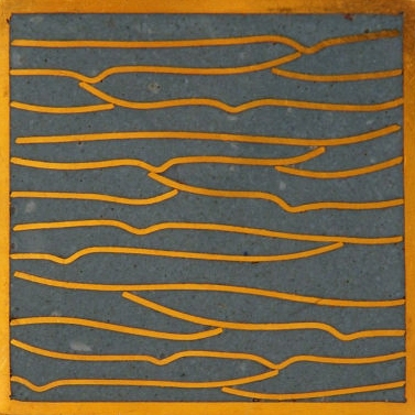 Pleats gold slate blue 5x5