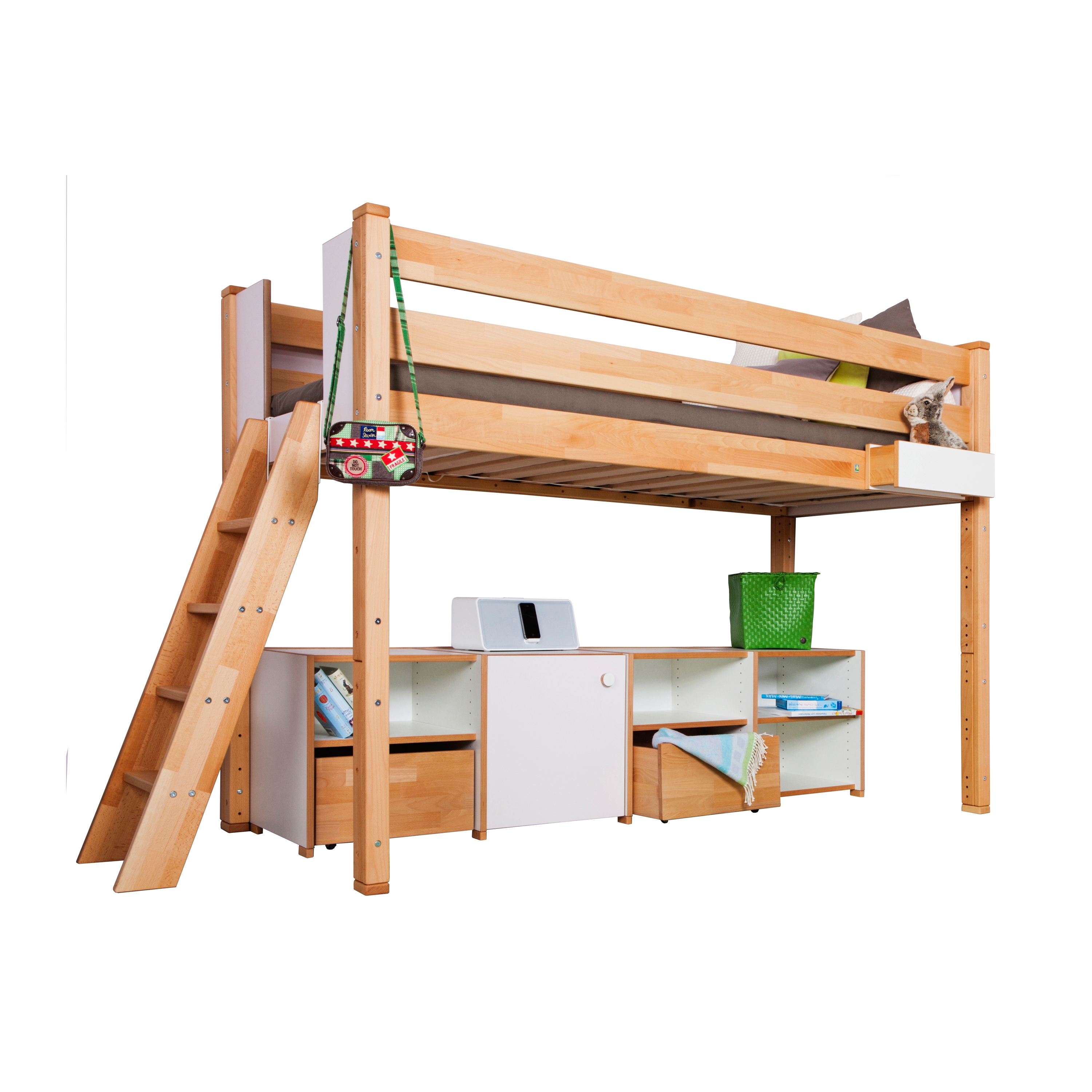 Vertoon produk medium Loft bed with shelves van vervaardiger De Breuyn