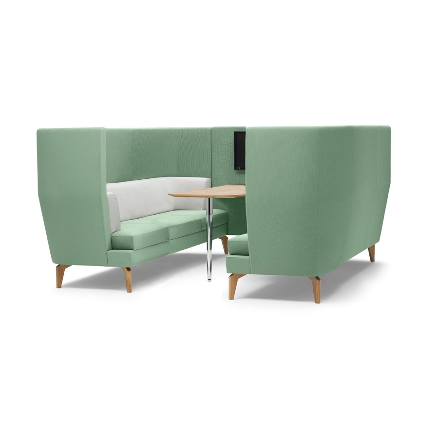 Display product Entente High Back Media Booth - 4-6 person from manufacturer Boss Design