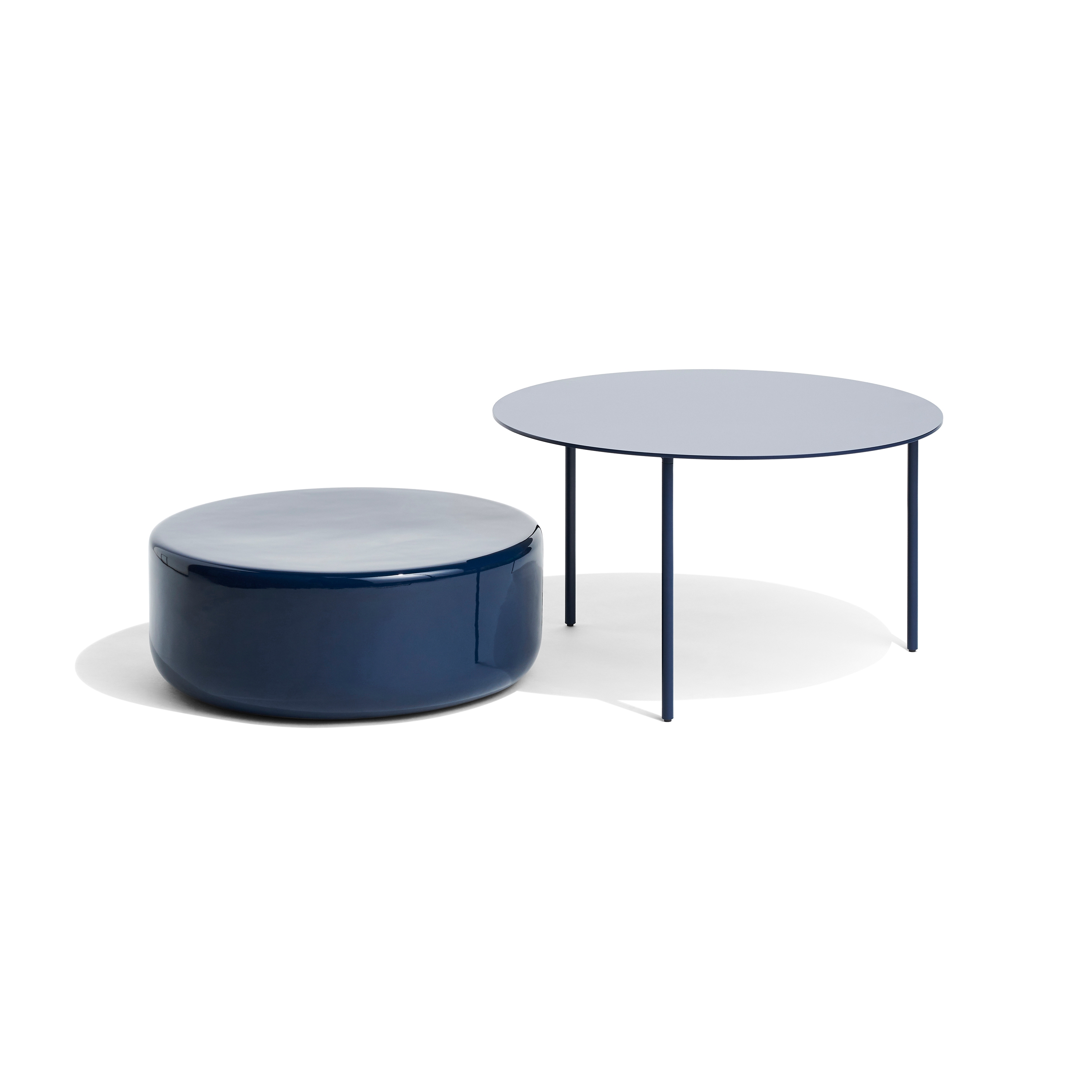 The pair L side tables  | steel blue