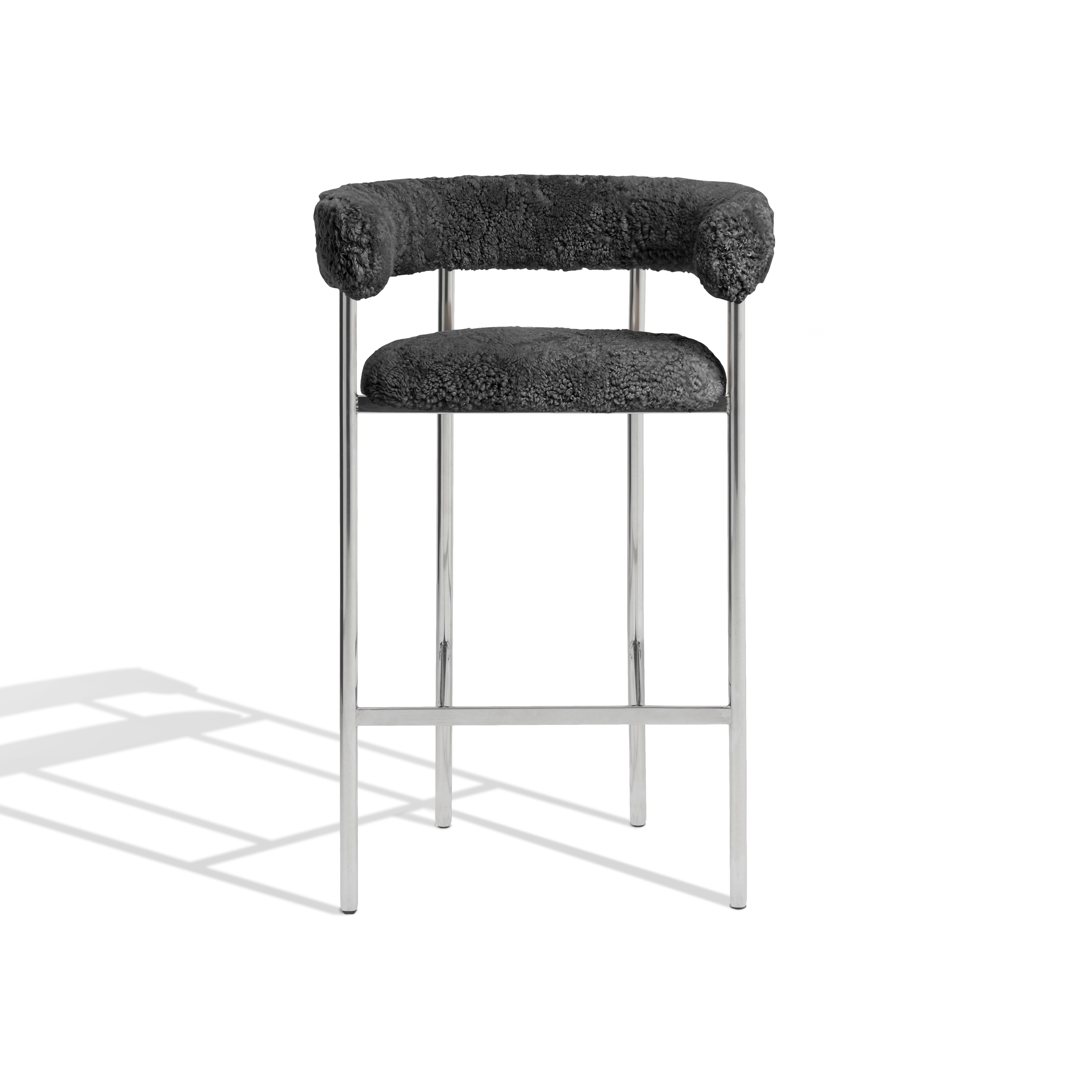 Font bar armstool | grey sheepskin