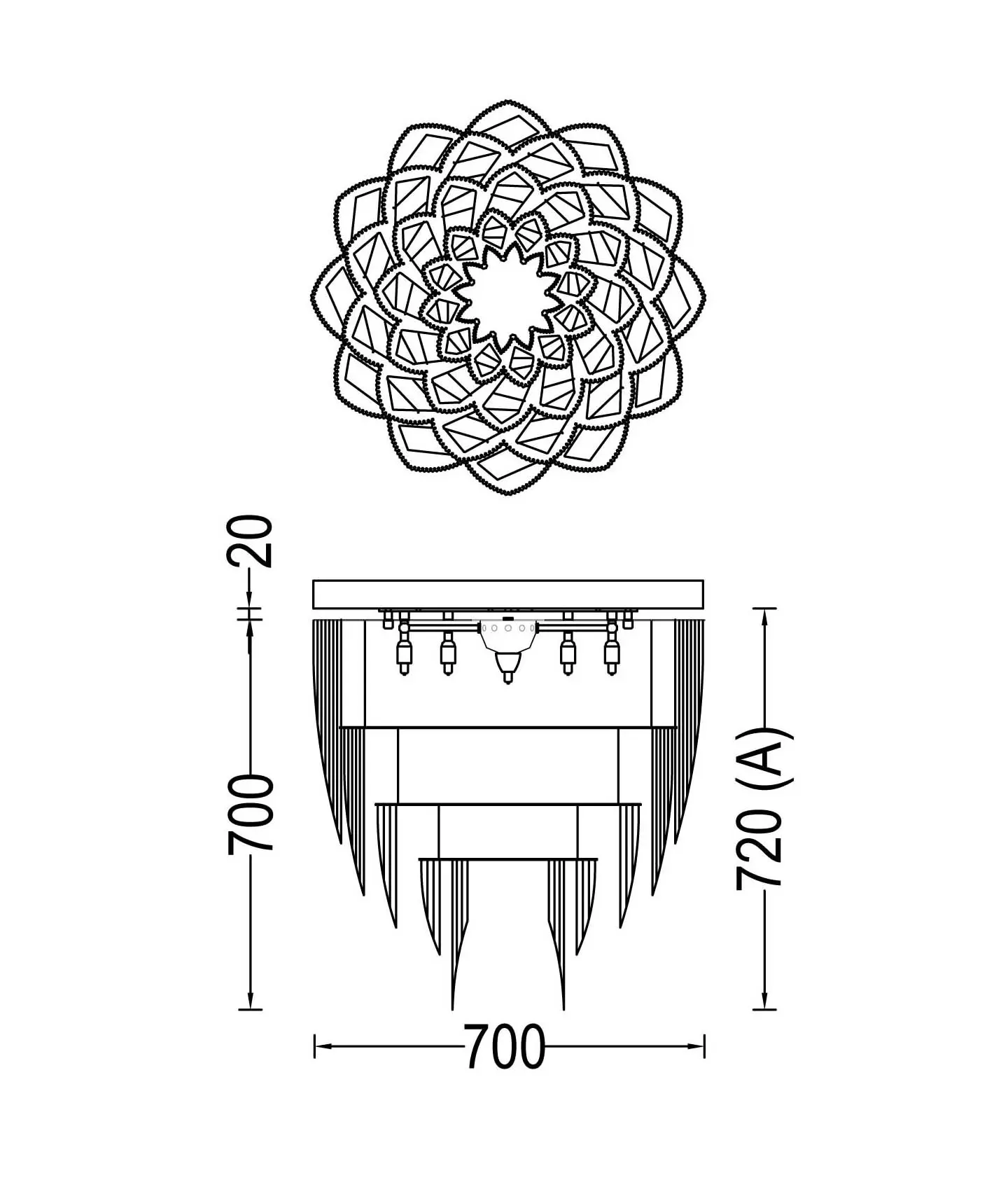 Willowlamp - Protea - 700 - ceiling mounted