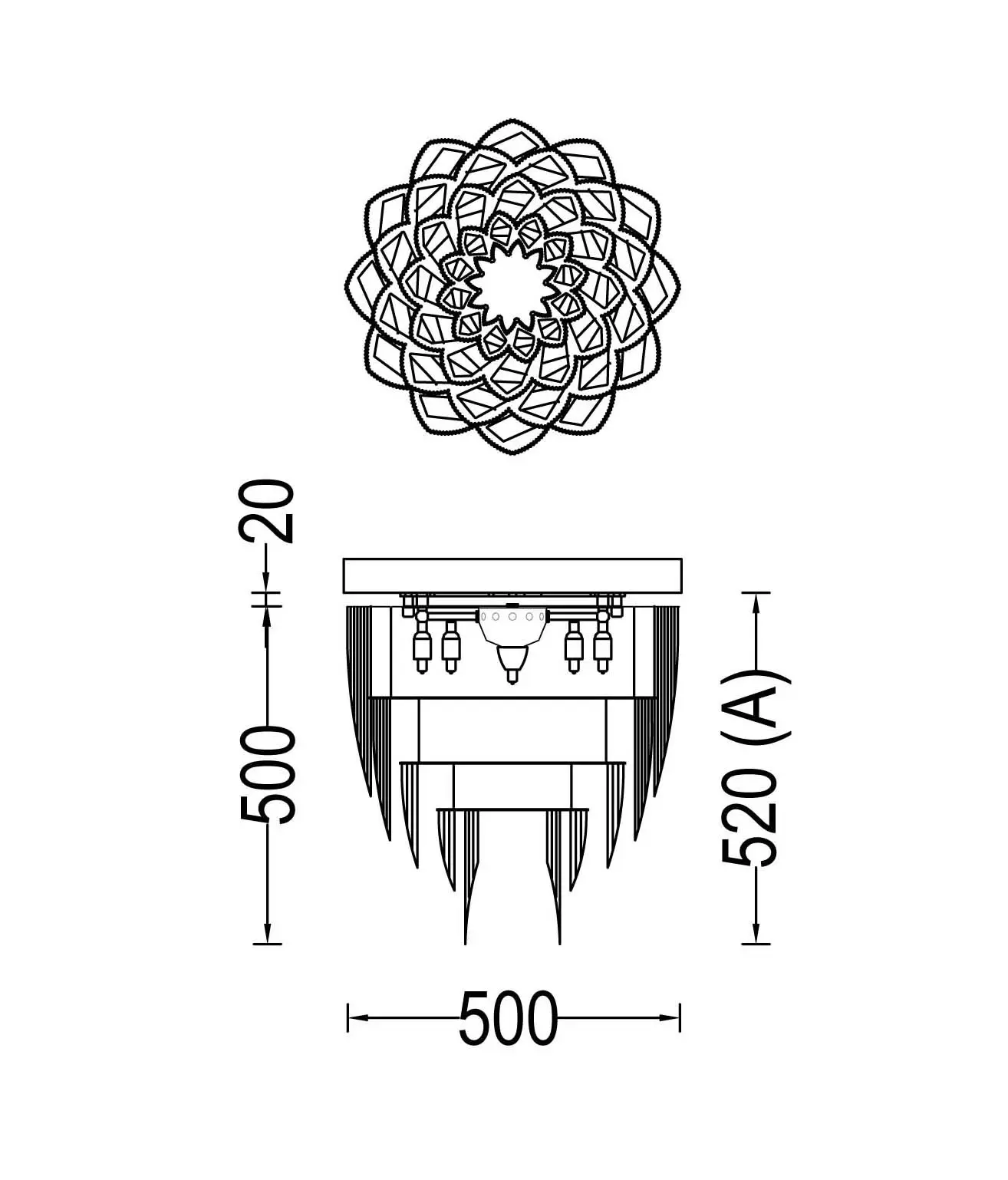 Willowlamp - Protea - 500 - ceiling mounted