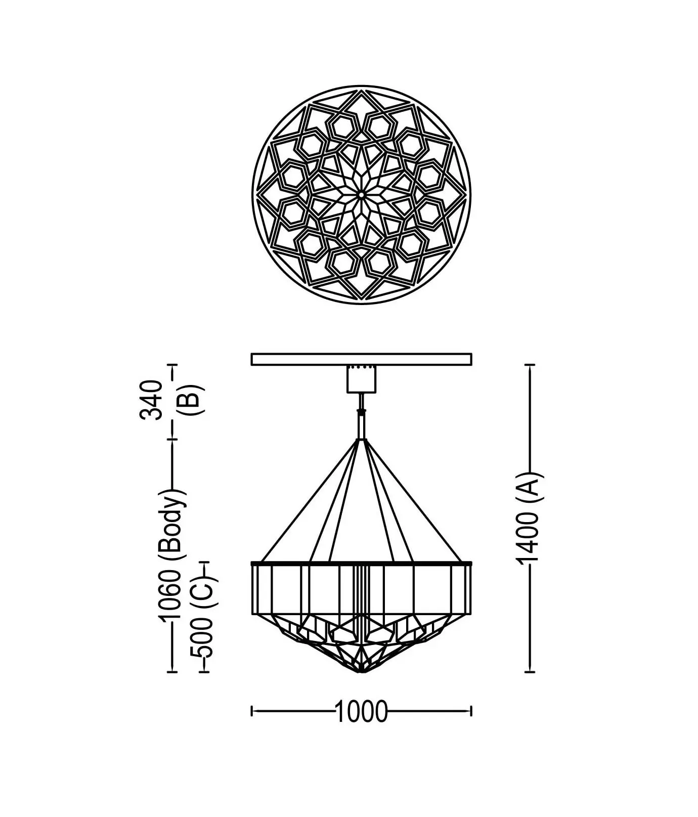 Willowlamp - Mandala No.2 -1000 - suspended