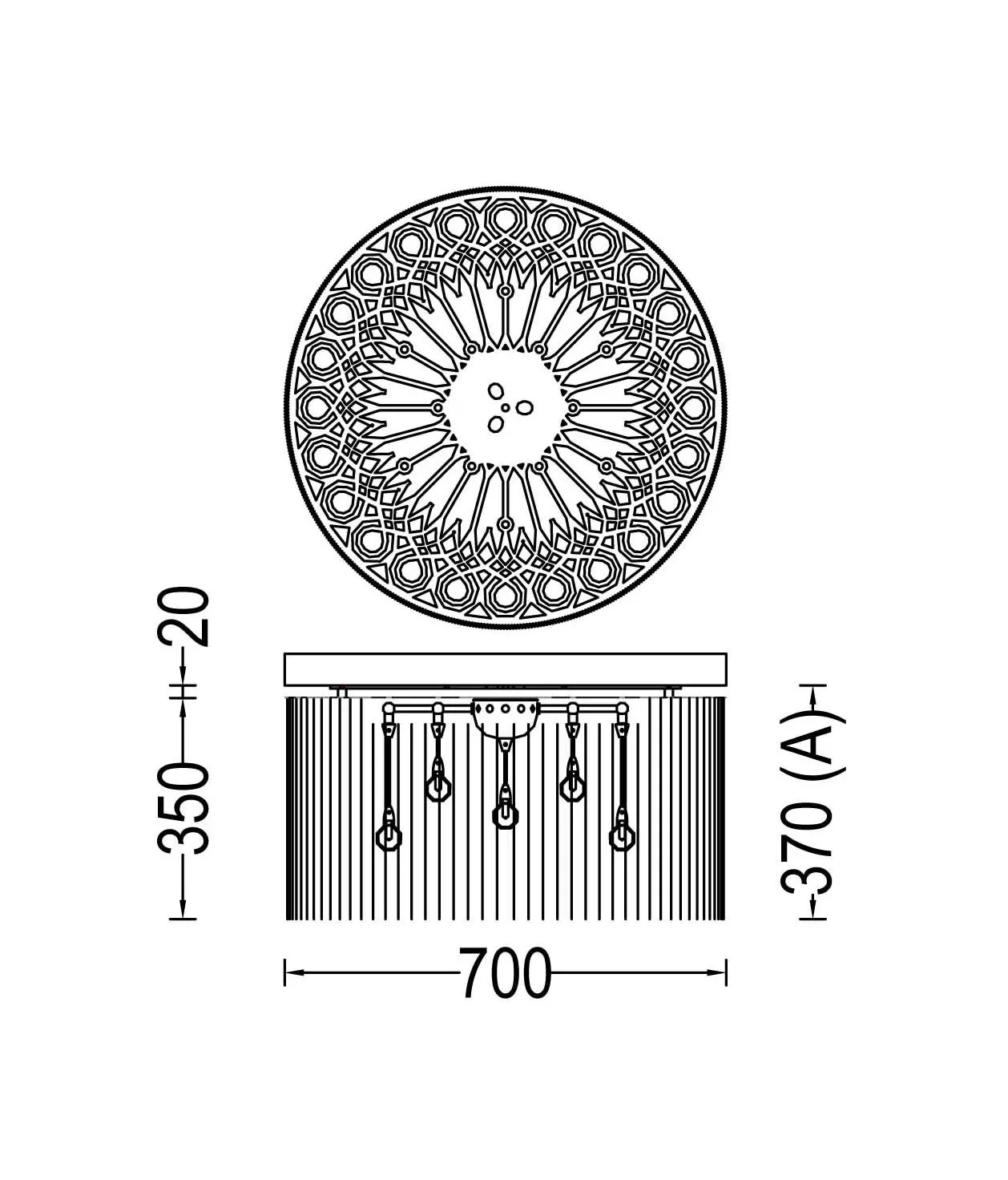 Willowlamp - Ngoma Drum - 700 - ceiling mount