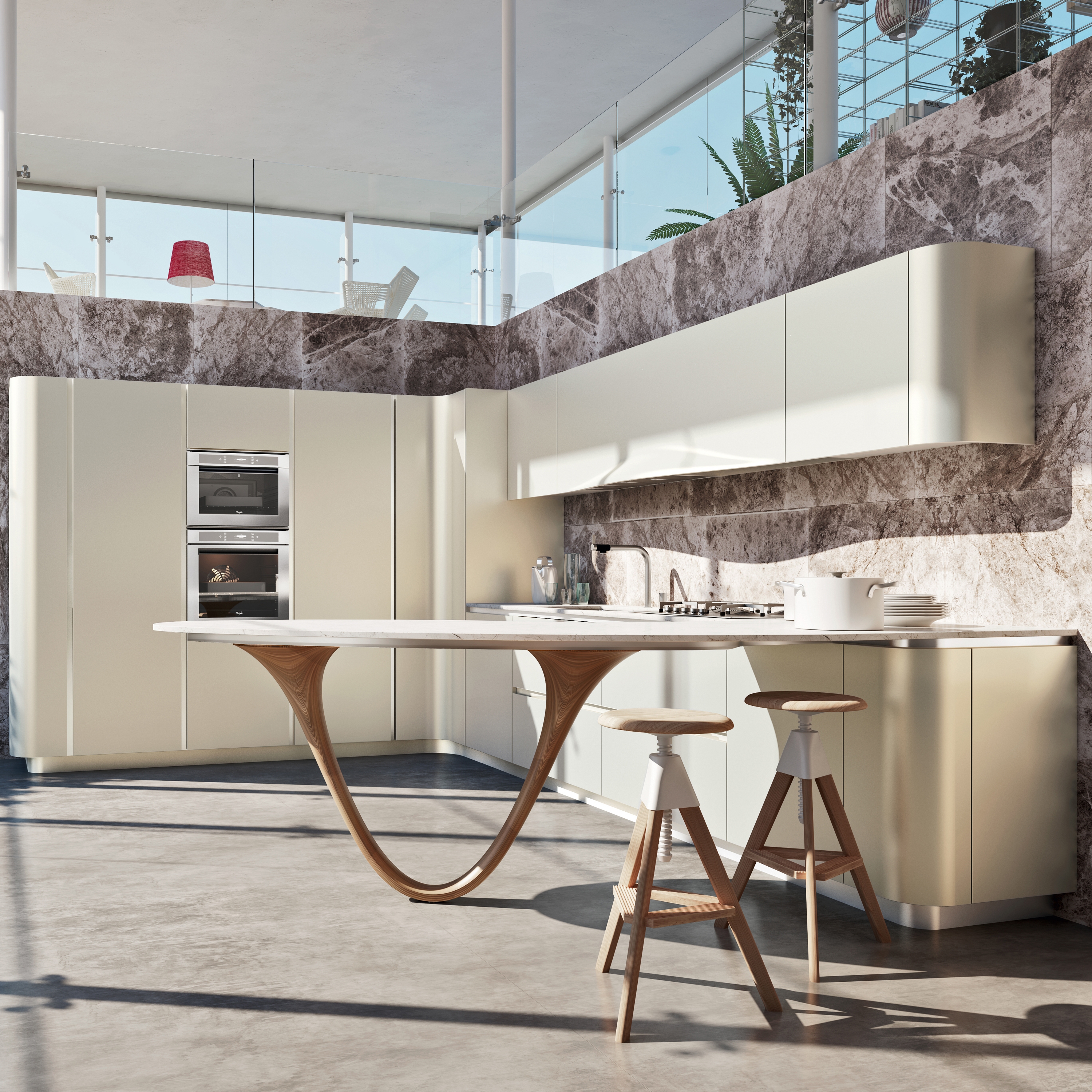 Produkt Ola 20 fitted kitchen in white MDF and light wood des Herstellers Snaidero anzeigen