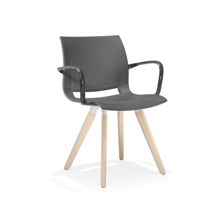 Mostra il prodotto uni_verso chair on 4 wooden legs, plastic seat shell del produttore Kusch+Co