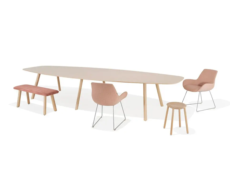 Kusch+Co - Creva curved rectangle table, without or with top joint