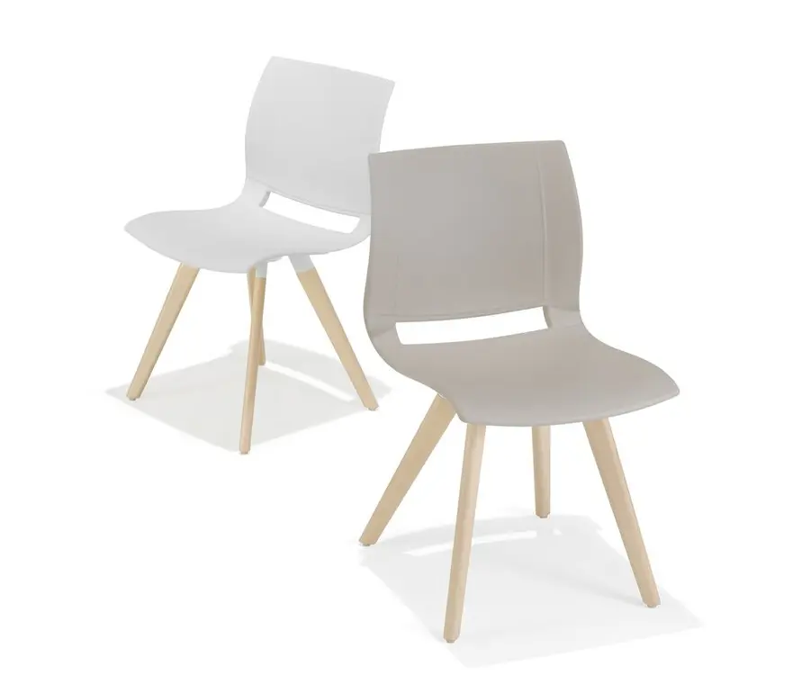 Kusch+Co - uni_verso chair on 4 wooden legs, plastic seat shell