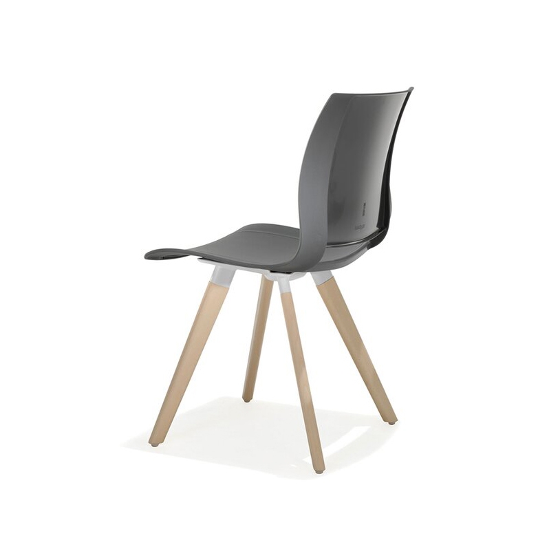 uni_verso chair on 4 wooden legs, plastic seat shell