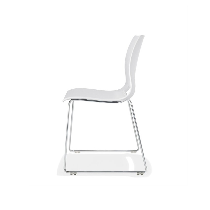 uni_verso chair on sled metal frame, plastic seat shell