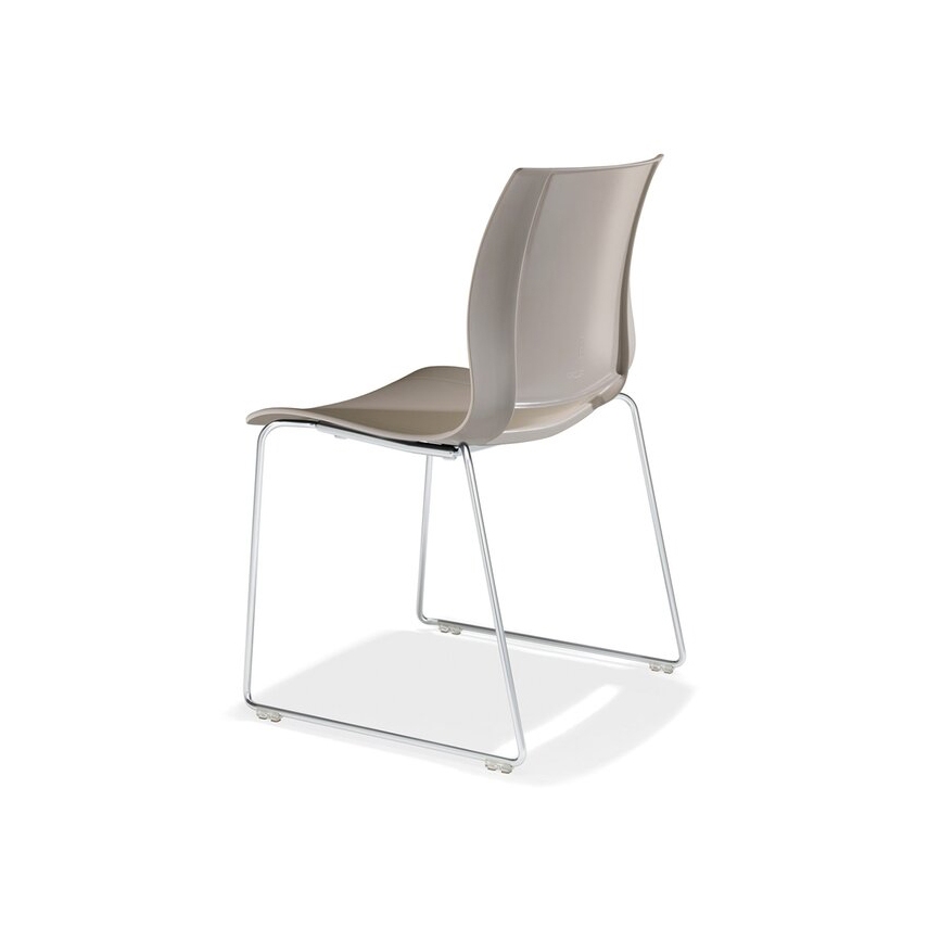 uni_verso chair on sled metal frame, plastic seat shell
