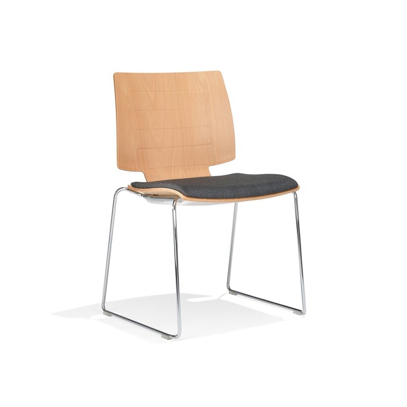 Afficher le produit uni_verso chair on sled metal frame, plywood seat shell du fabricant Kusch+Co