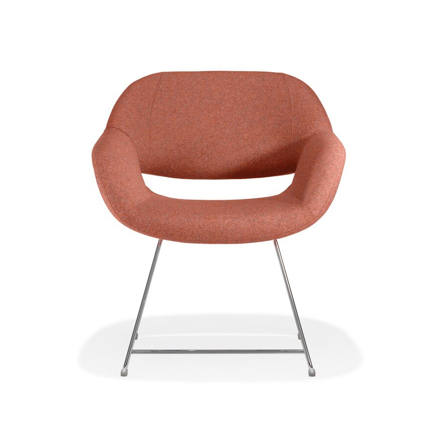 Display product Volpe stool/armchair on sled metal frame from manufacturer Kusch+Co