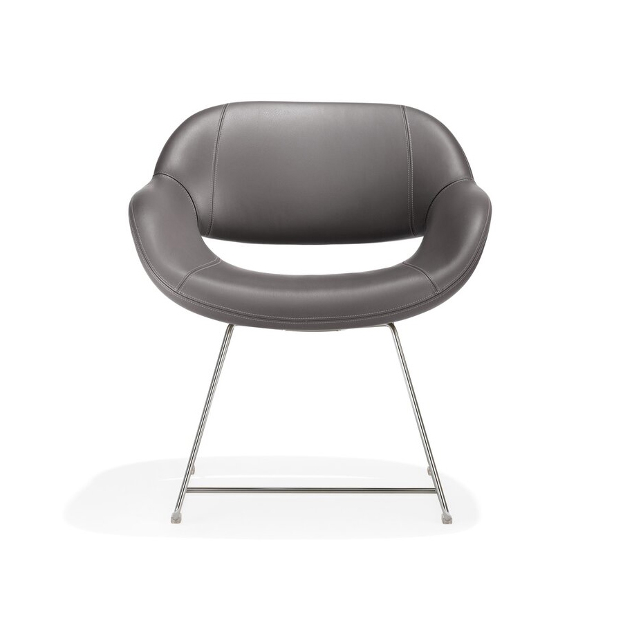 Volpe stool/armchair on sled metal frame