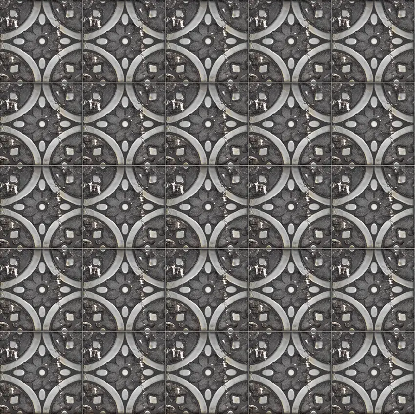 Devon&Devon - Flora Tiles | Petunia Black Ground