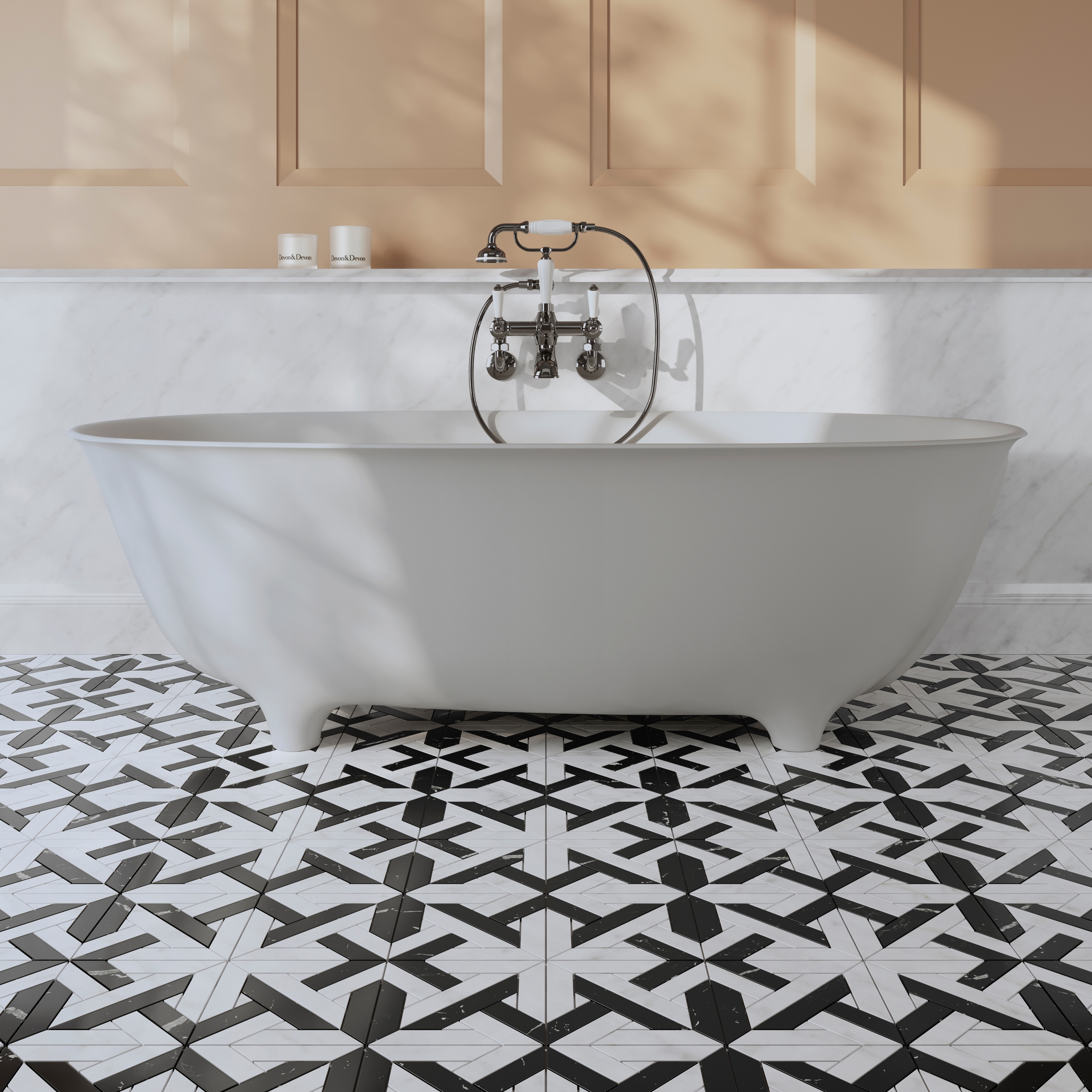 Vertoon produk Dove freestanding bathtub in White Tec Plus van vervaardiger Devon&Devon