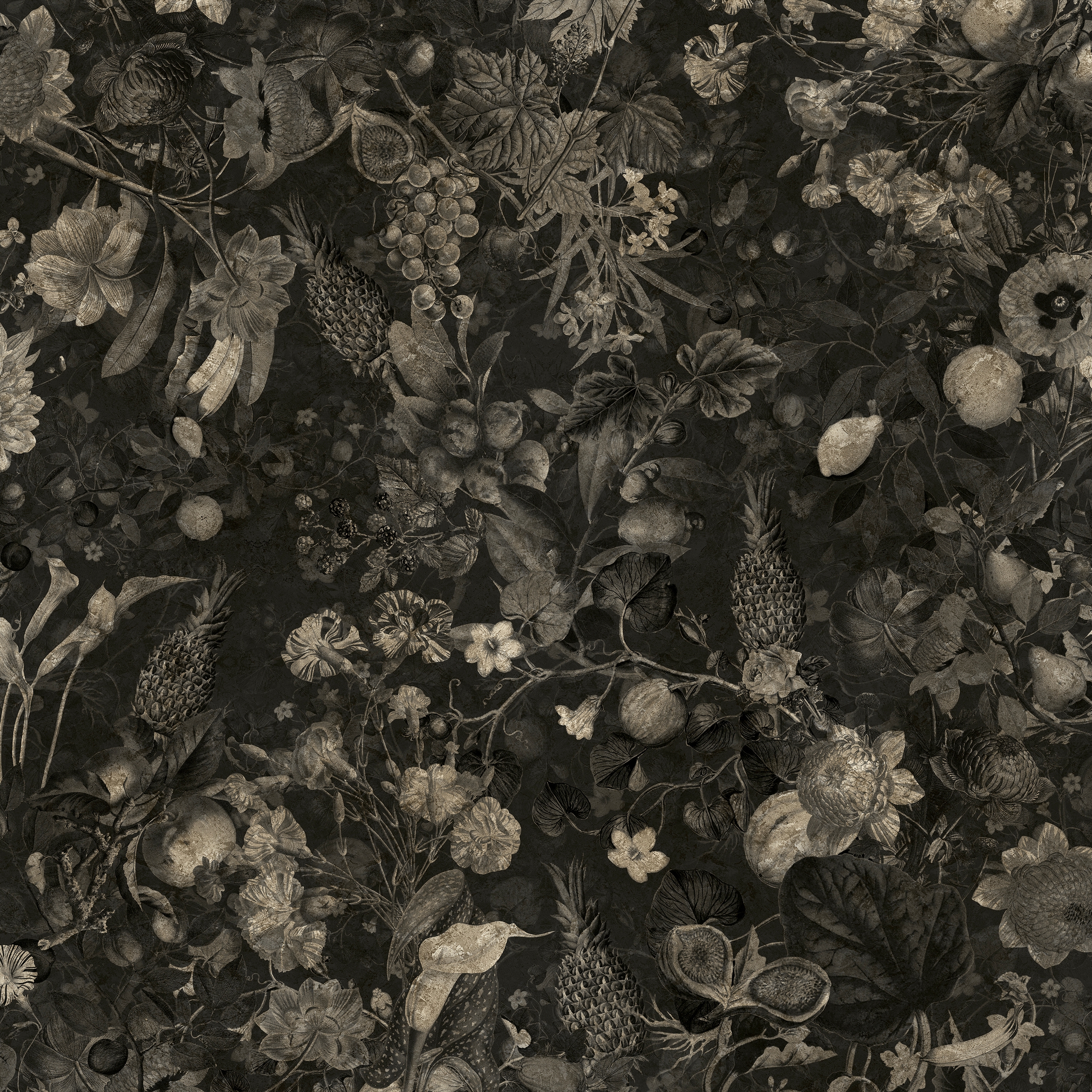 Wallpaper Gold | Botanica Black&White Gold Leaf