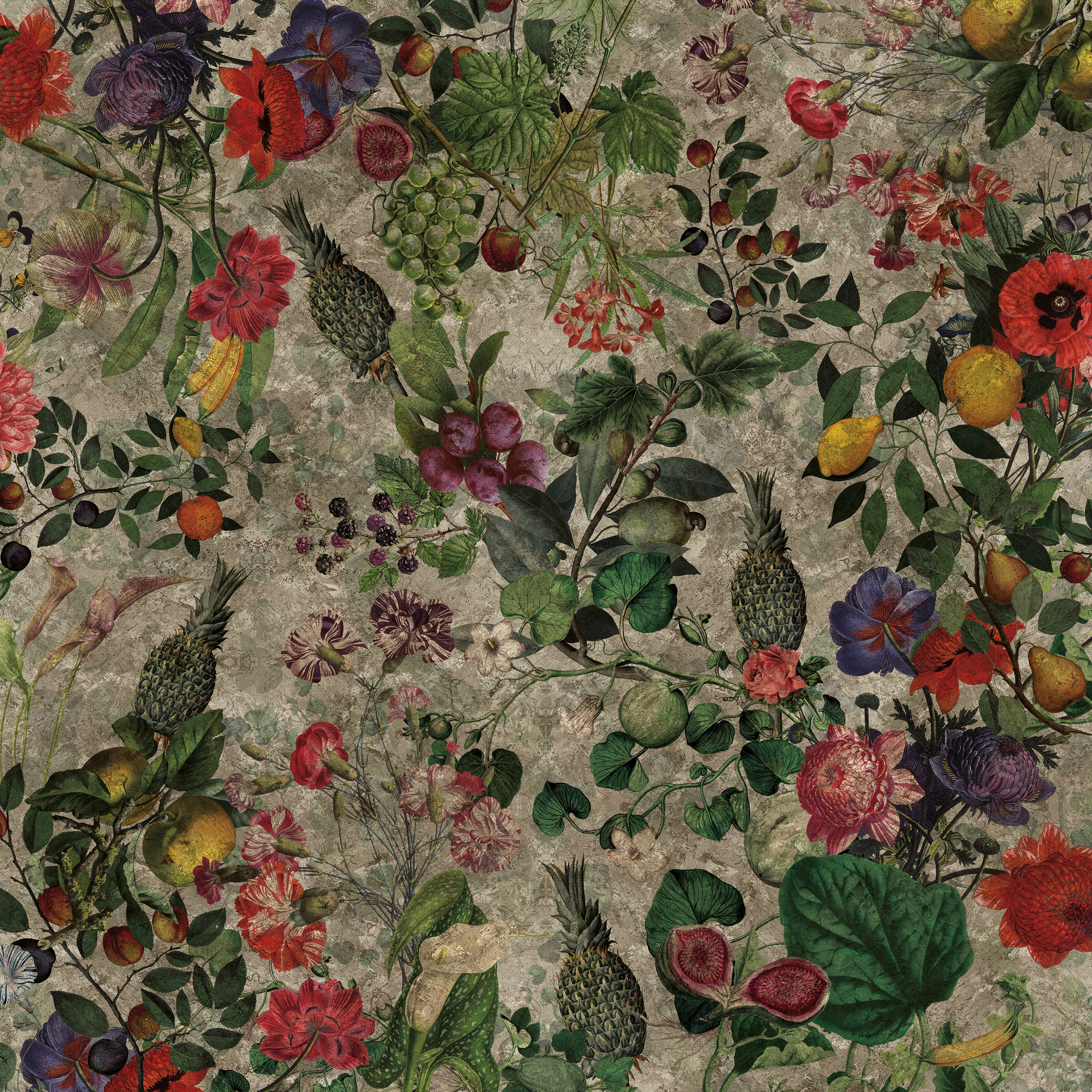 Wallpaper Gold | Botanica Grey Gold Leaf