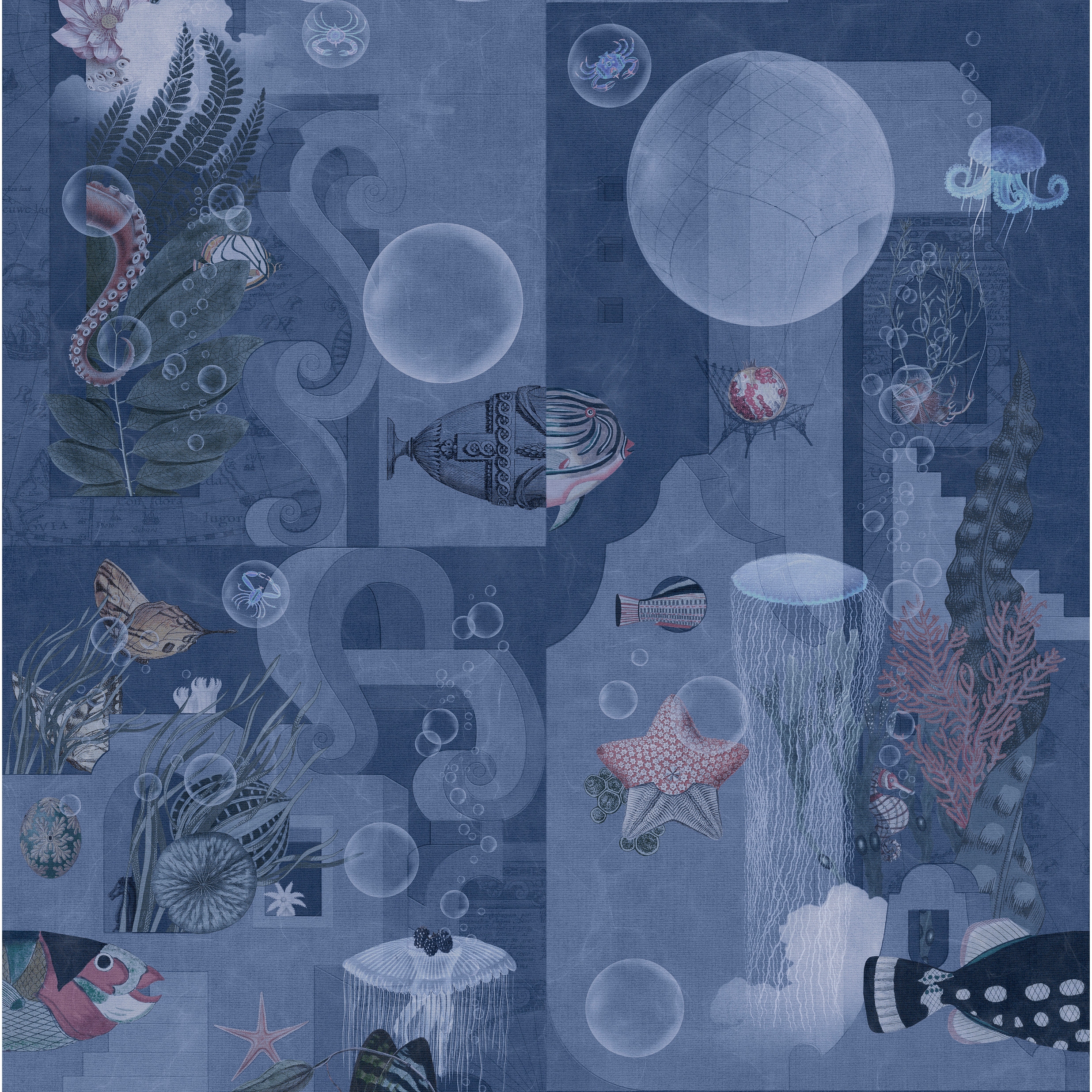 Garden Of Dreams Navy - Decor Slabs 120x240 - Panel A