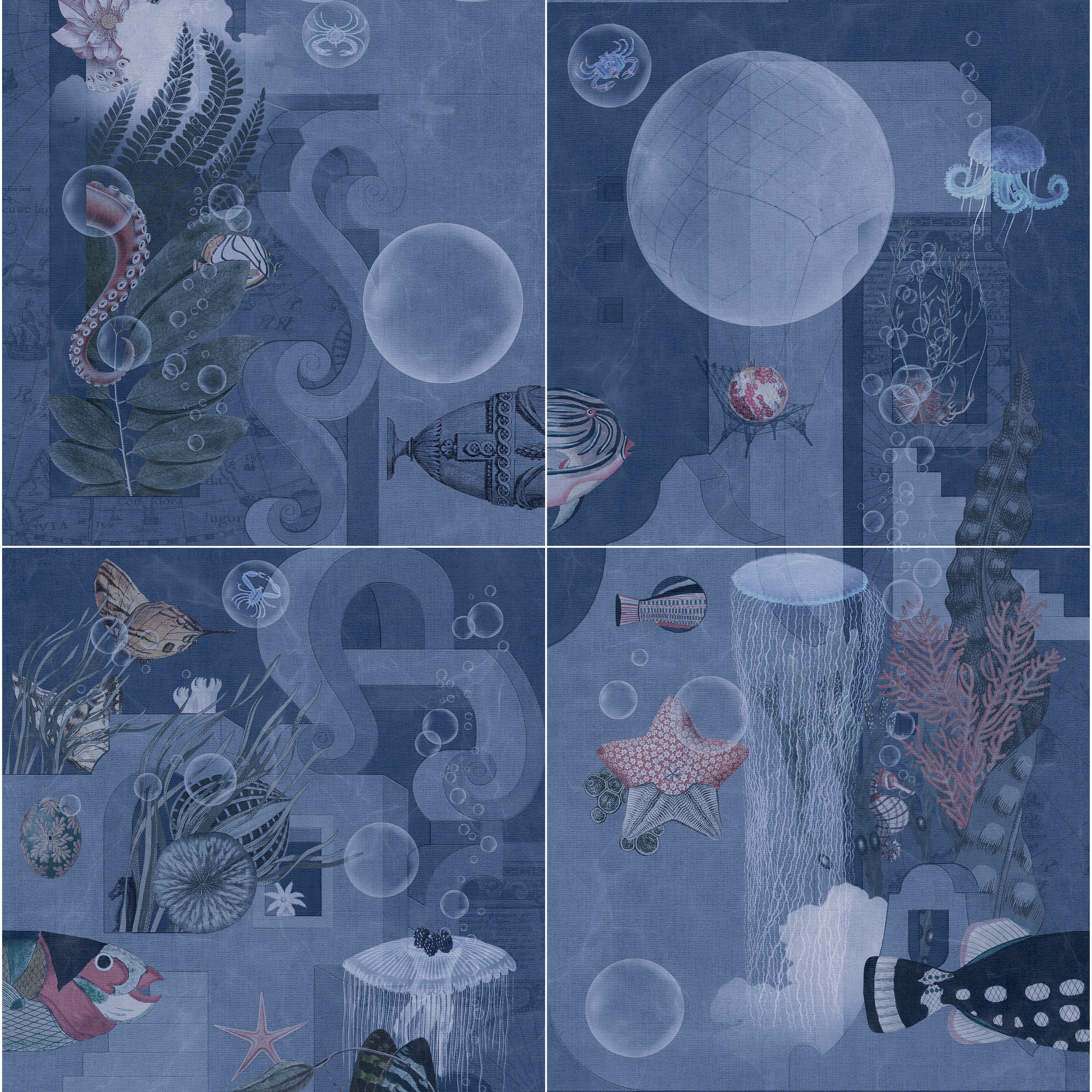 Garden Of Dreams Navy - Decor Slabs 60x120 (set di 4 pz)
