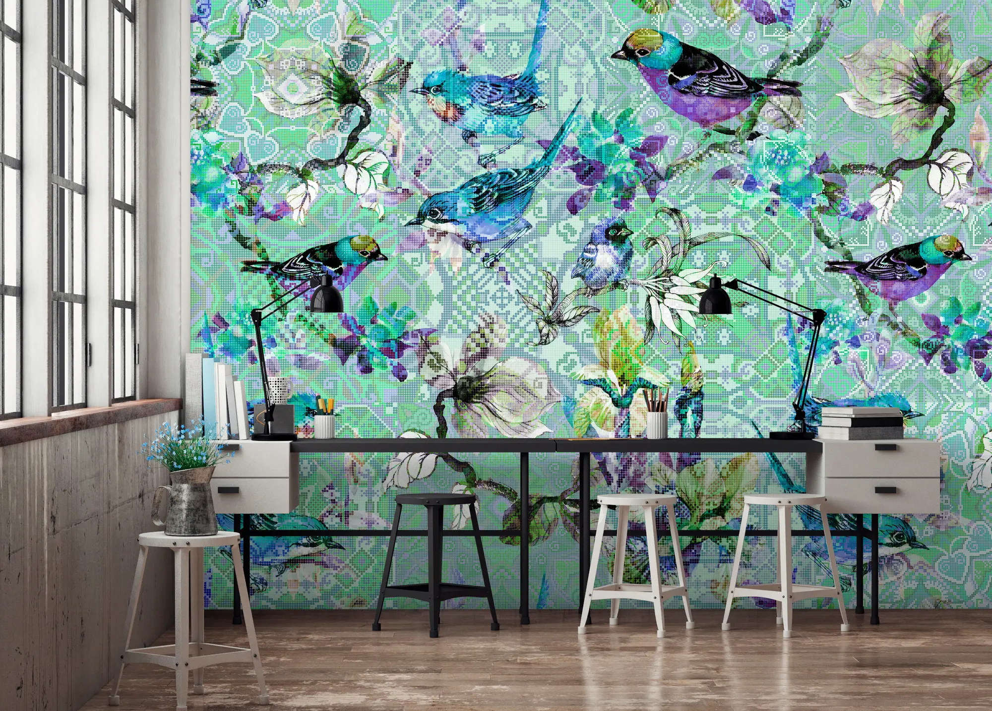 Architects Paper - Walls By Patel | Tapete | Digitaldruck Mosaic Birds 2