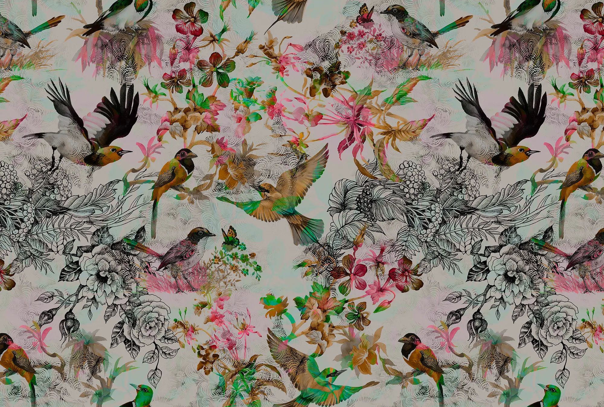 Architects Paper - Walls By Patel | Carta da Parati Funky Birds 1