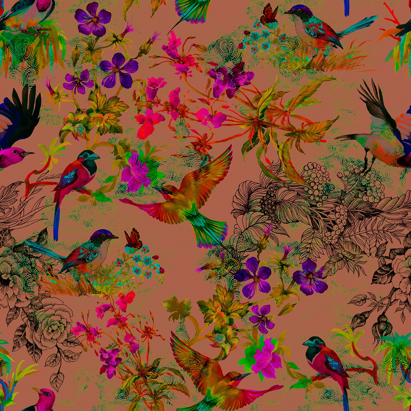 Display product Walls By Patel | Wallpaper Funky Birds 3 from manufacturer Architects Paper