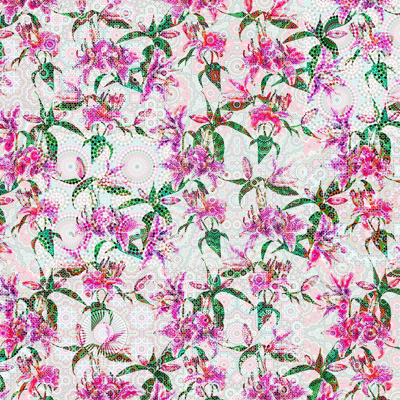 Walls By Patel | Carta da Parati Mosaic Lilies 2