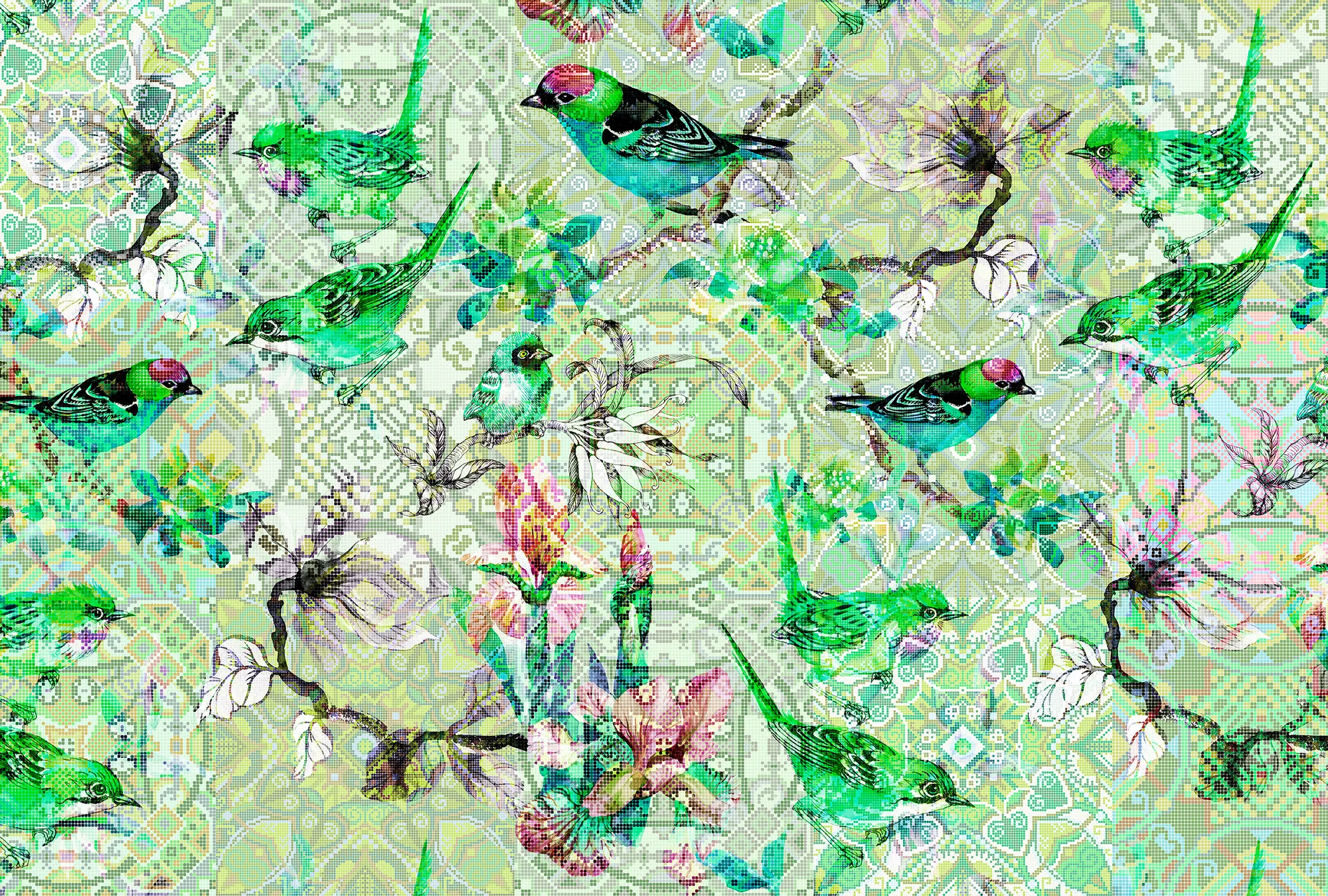 Architects Paper - Walls By Patel | Papel Pintado Mosaic Birds 1