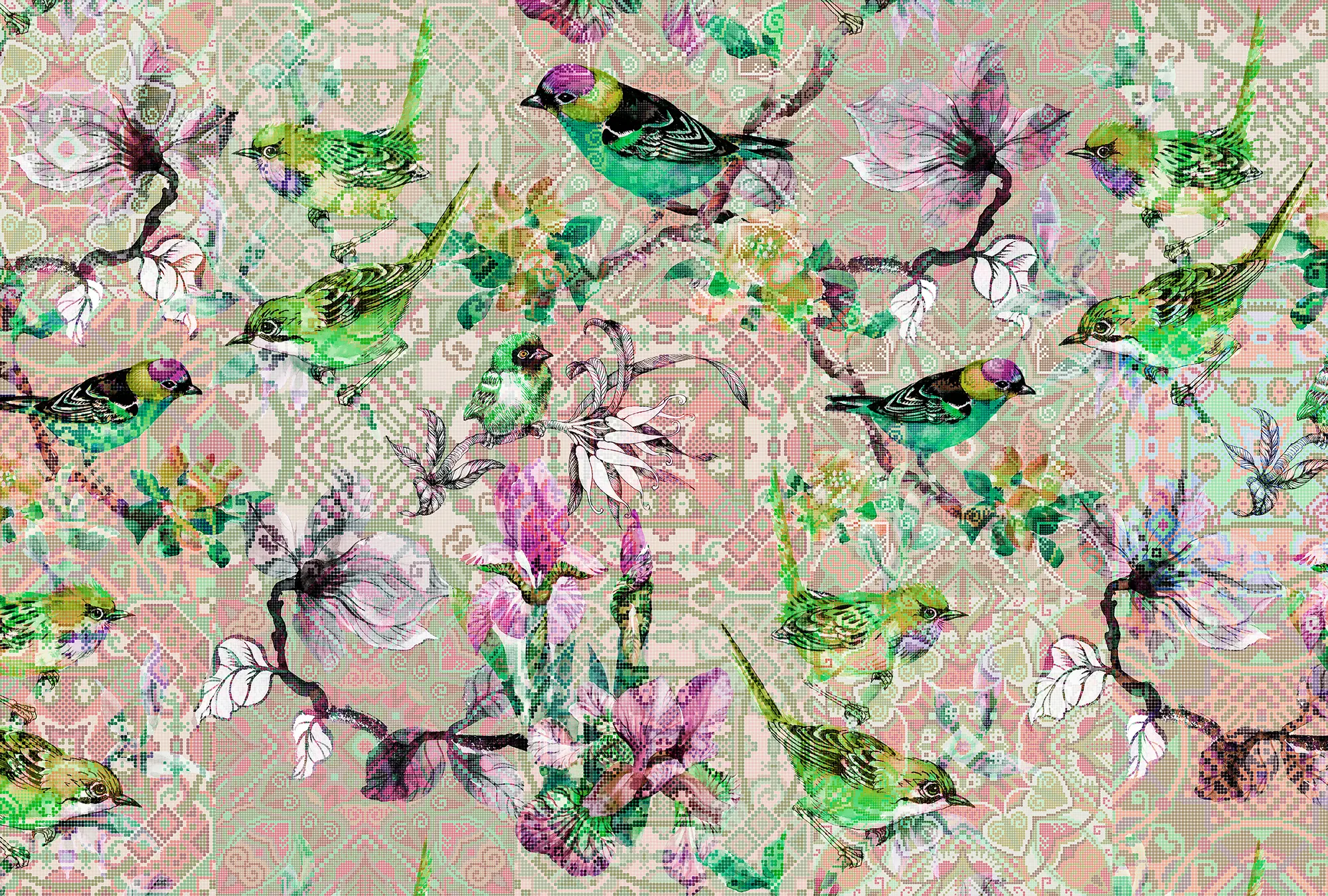 Architects Paper - Walls By Patel | Tapete | Digitaldruck Mosaic Birds 2