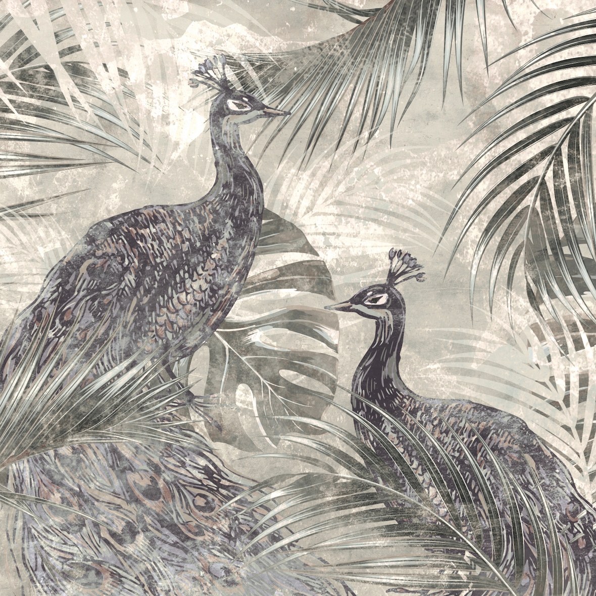 Display product AP Contract | Digital Printed Wallpaper | Peacock Jungle DD120592 from manufacturer Architects Paper