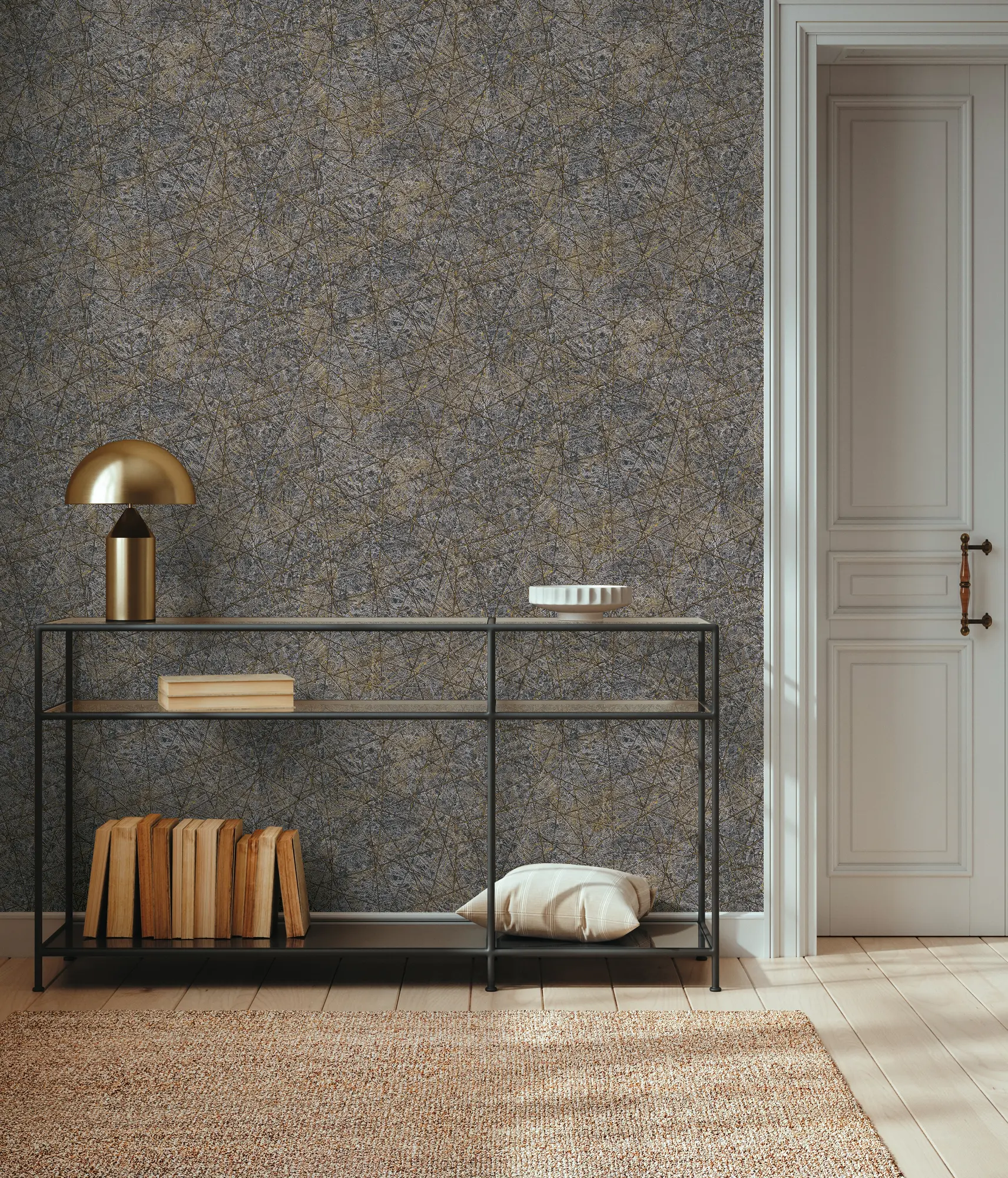 Architects Paper - Texture Art | Wallpaper with structured pattern and lines in dark gray