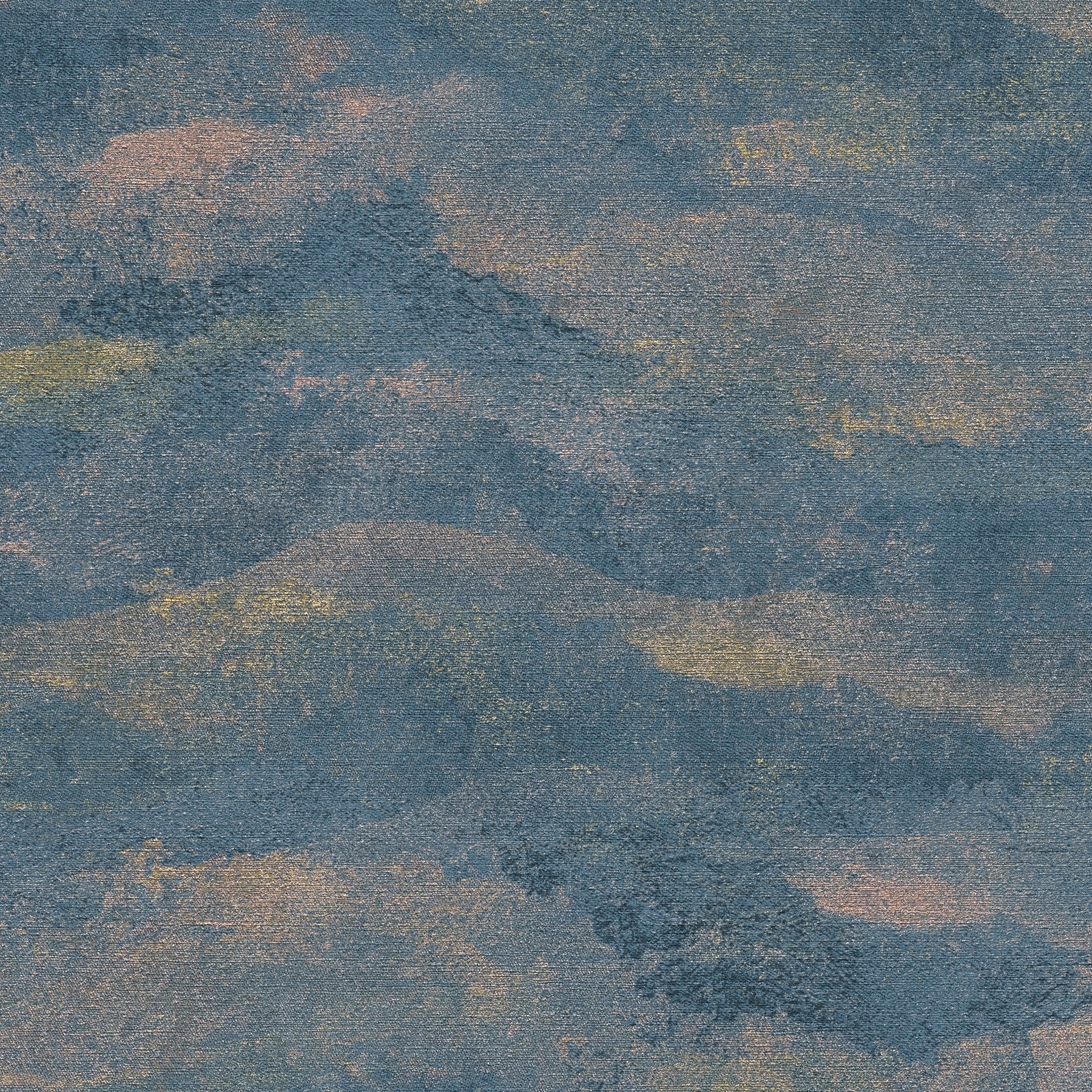 Texture Art | Papel pintado con ondas horizontales azul y dorado