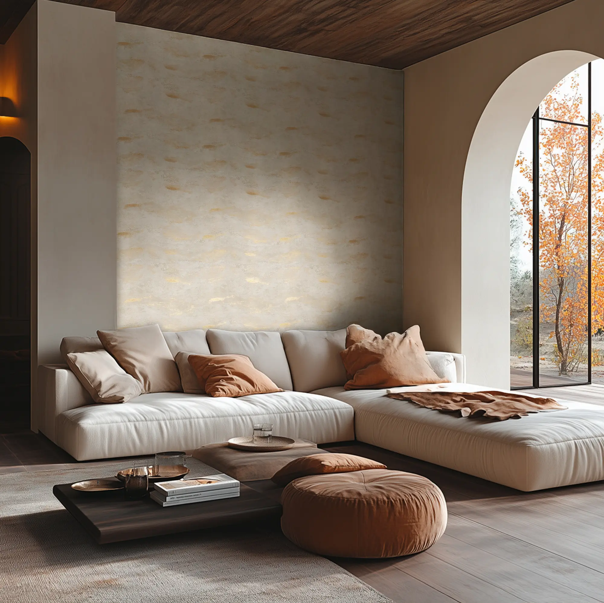 Architects Paper - Texture Art | Wallpaper with horizontal waves in beige and gold