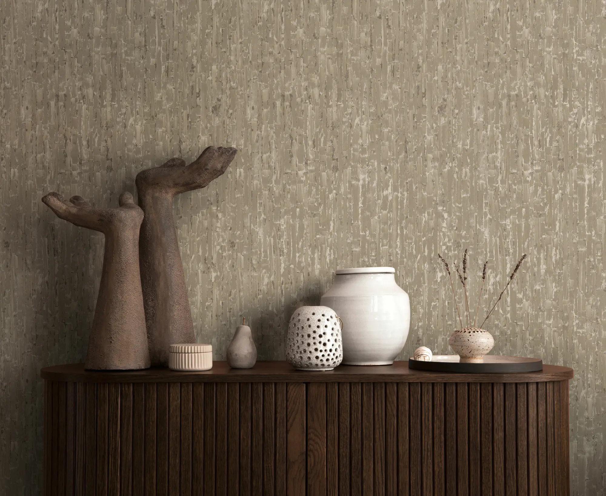 Architects Paper - Texture Art | Wallpaper with vertical stone look in greige