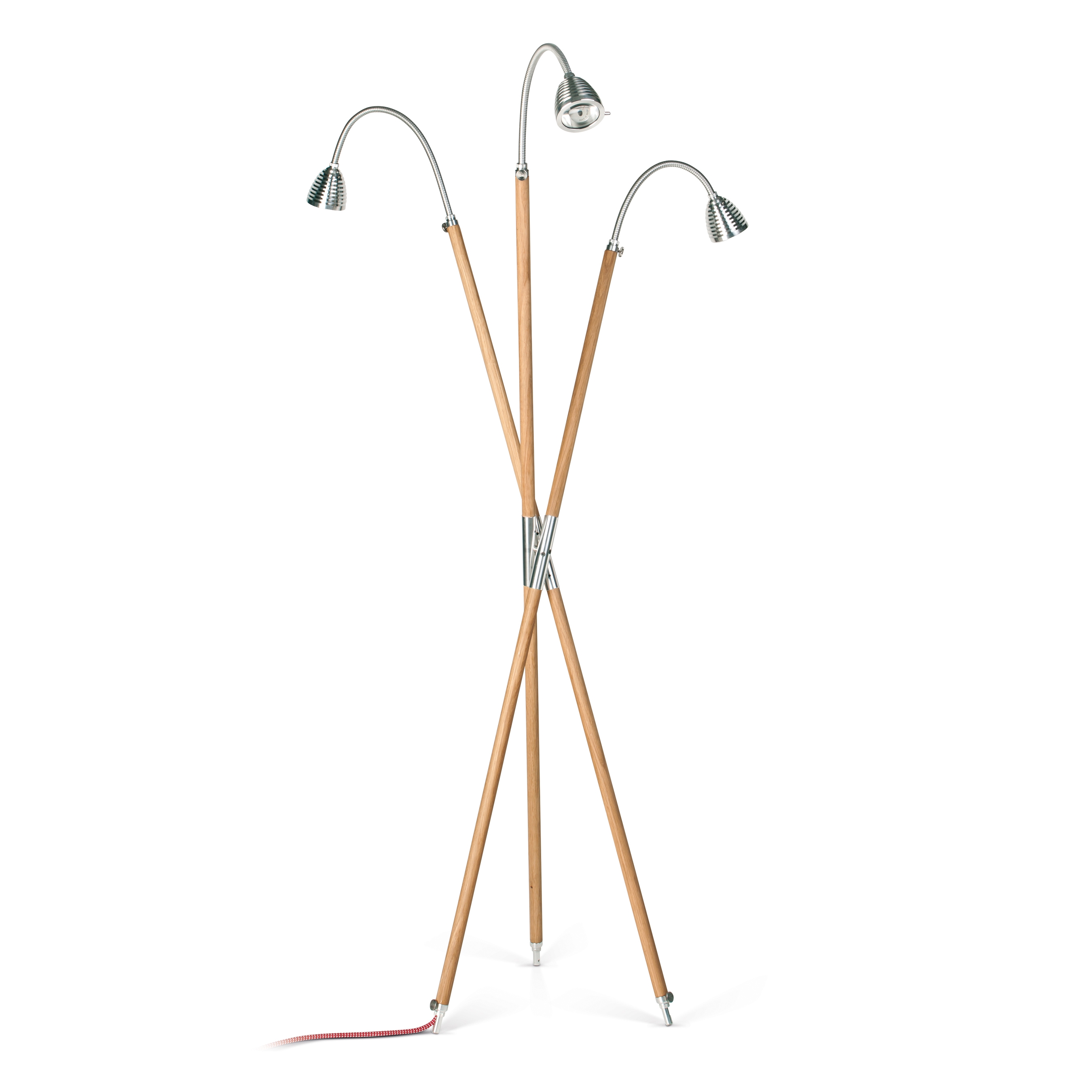 athene 3way wood triple pedestal light