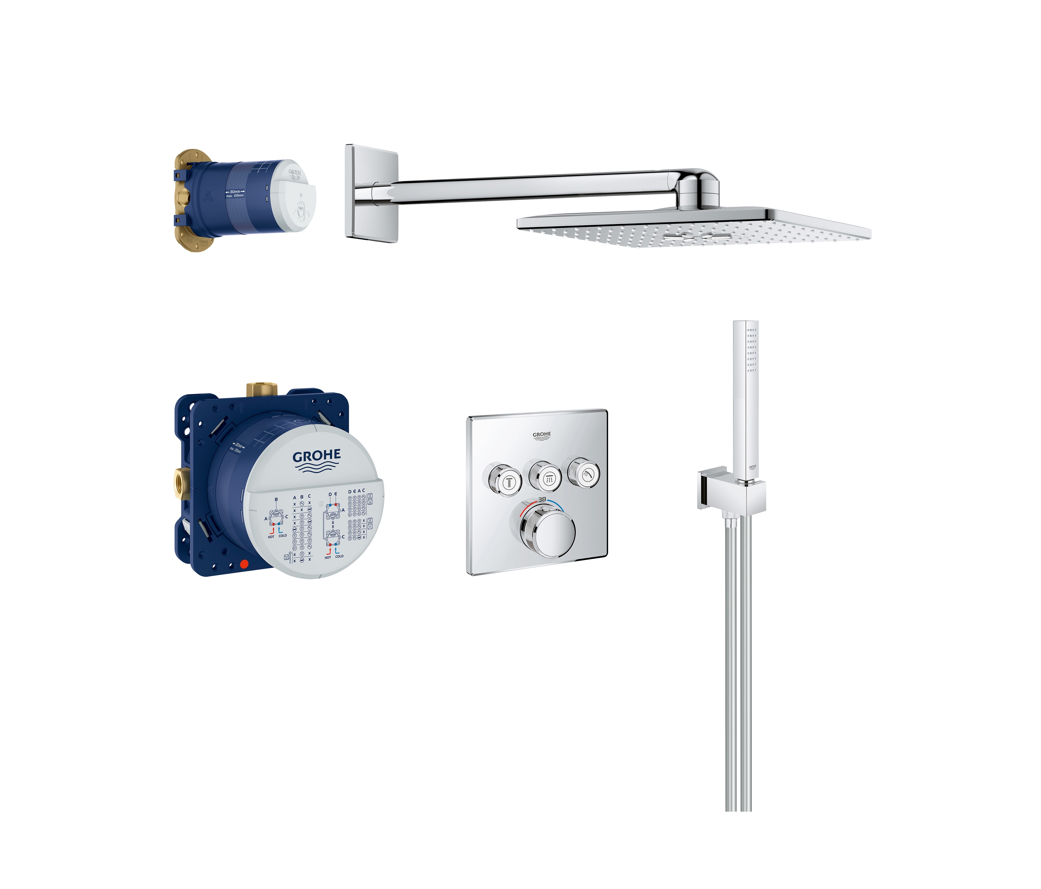 Display product Grohtherm SmartControl Perfect shower set with Rainshower 310 SmartActive Cube from manufacturer GROHE