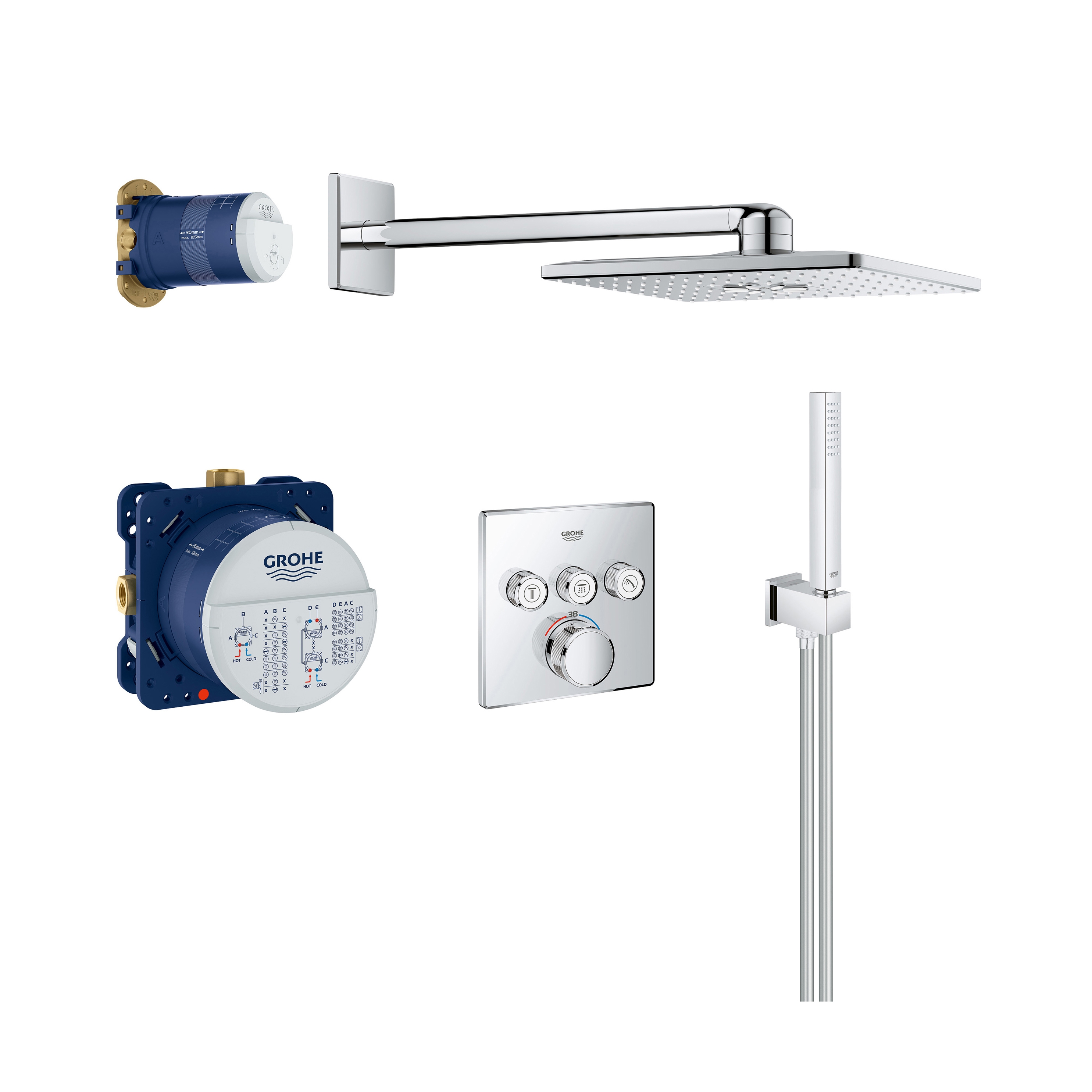 Display product Grohtherm SmartControl Perfect shower set with Rainshower 310 SmartActive Cube from manufacturer GROHE