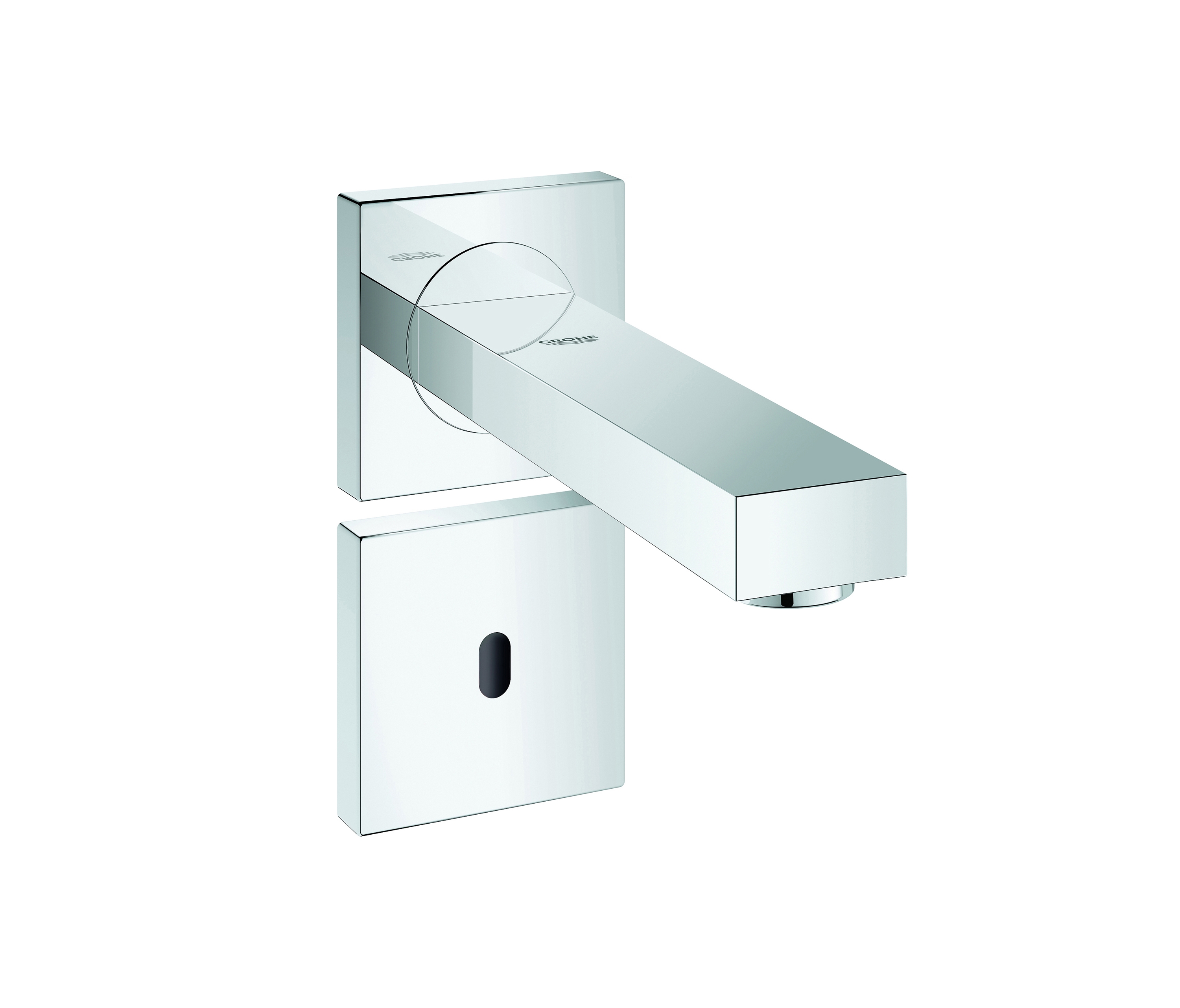 Display product Eurocube E Infra-red electronic wall basin tap without mixing device from manufacturer GROHE