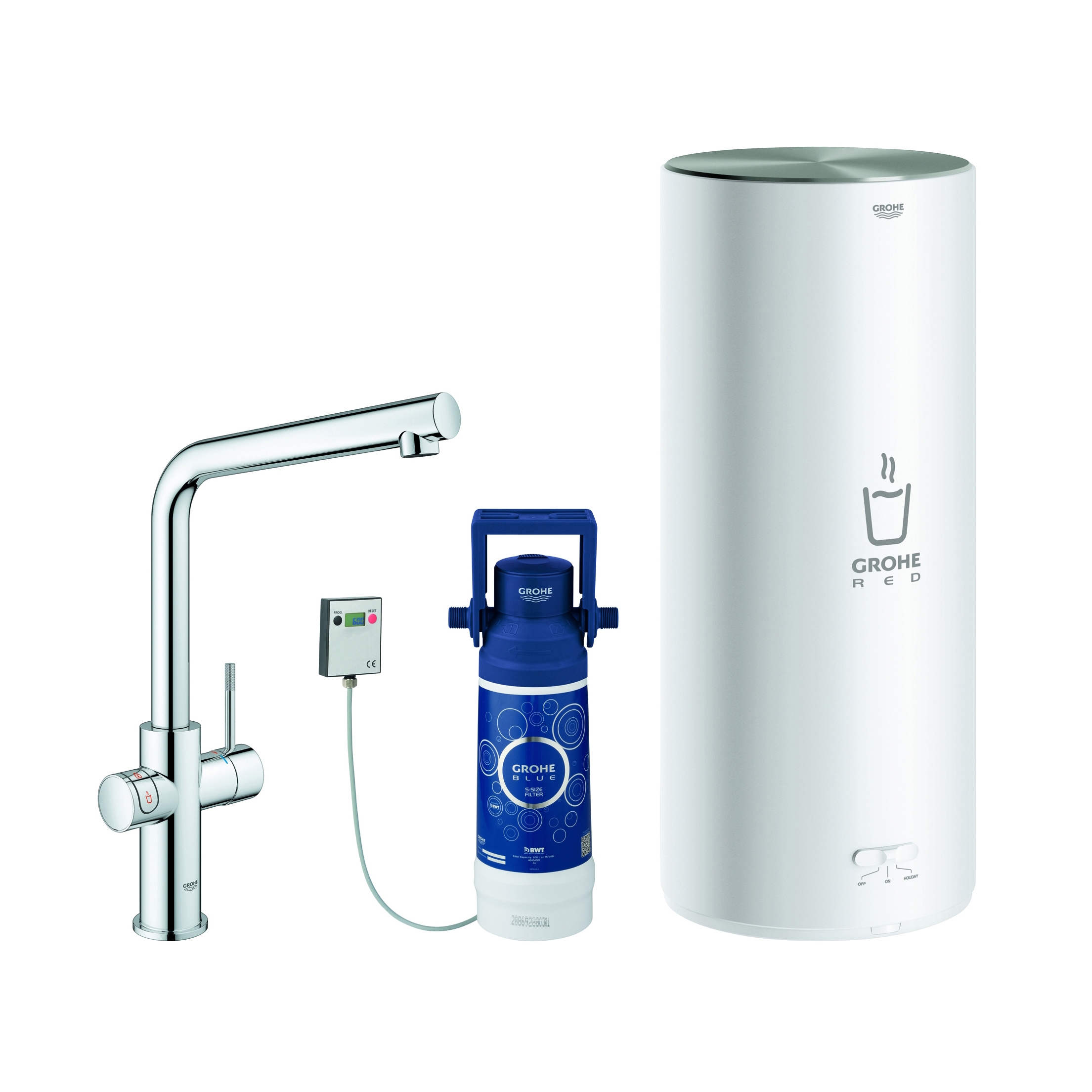 Display product GROHE Red Duo Faucet and L size boiler from manufacturer GROHE