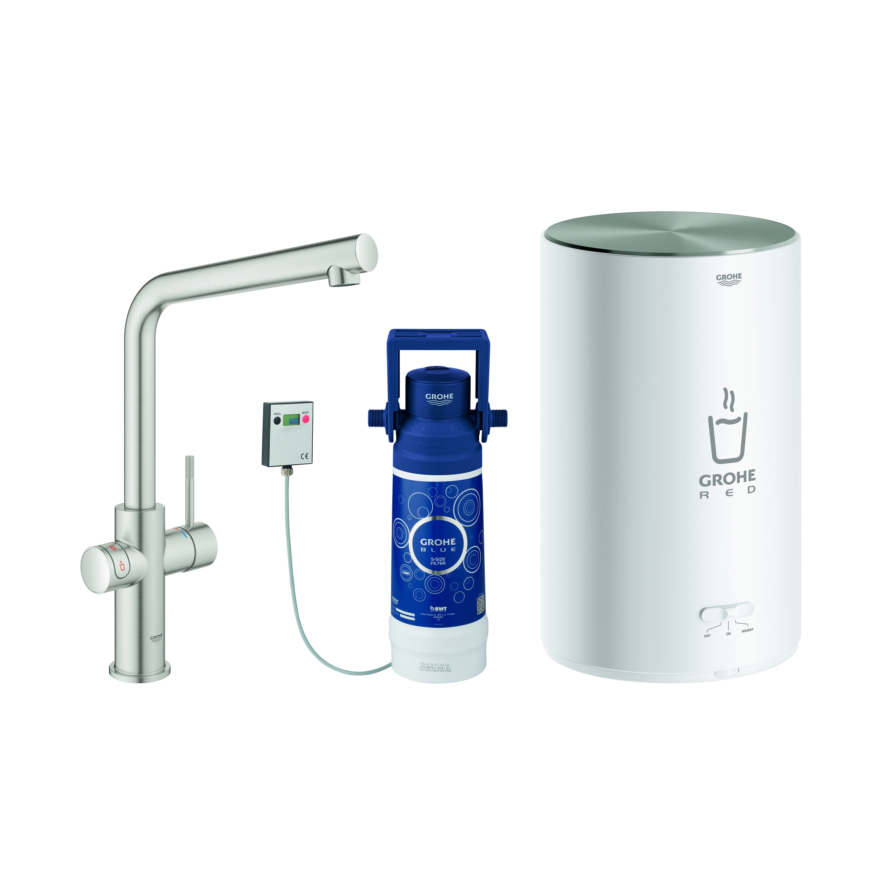 Display product GROHE Red Duo Faucet and M size boiler from manufacturer GROHE