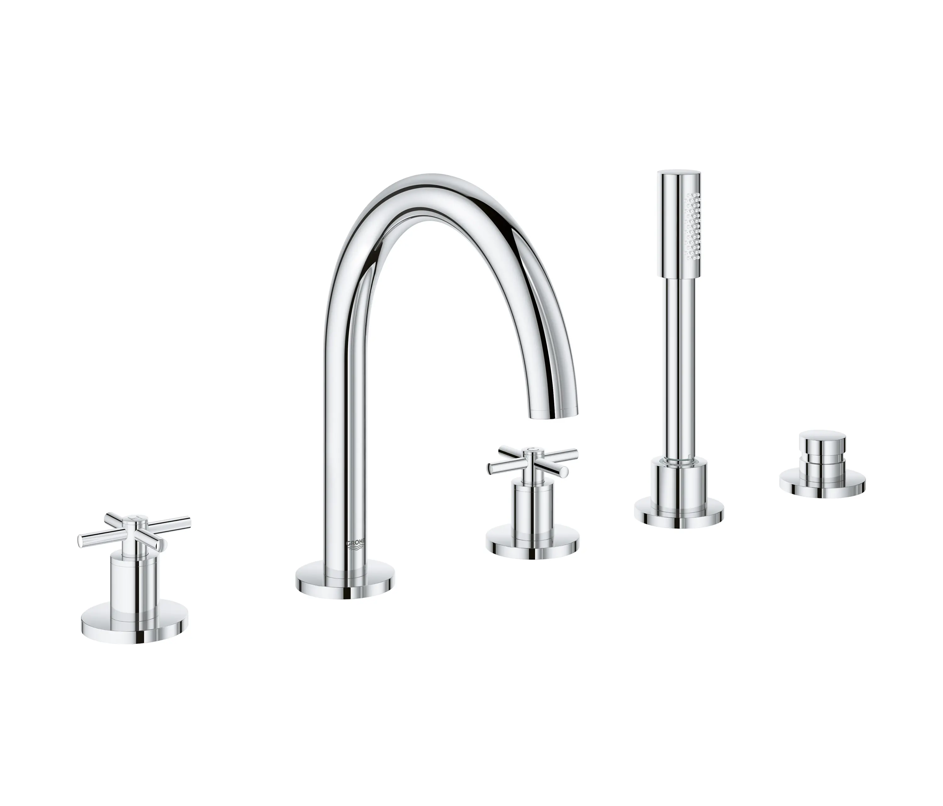 GROHE - Atrio Tub filler with cross handles, handshower and diverter (5-hole)