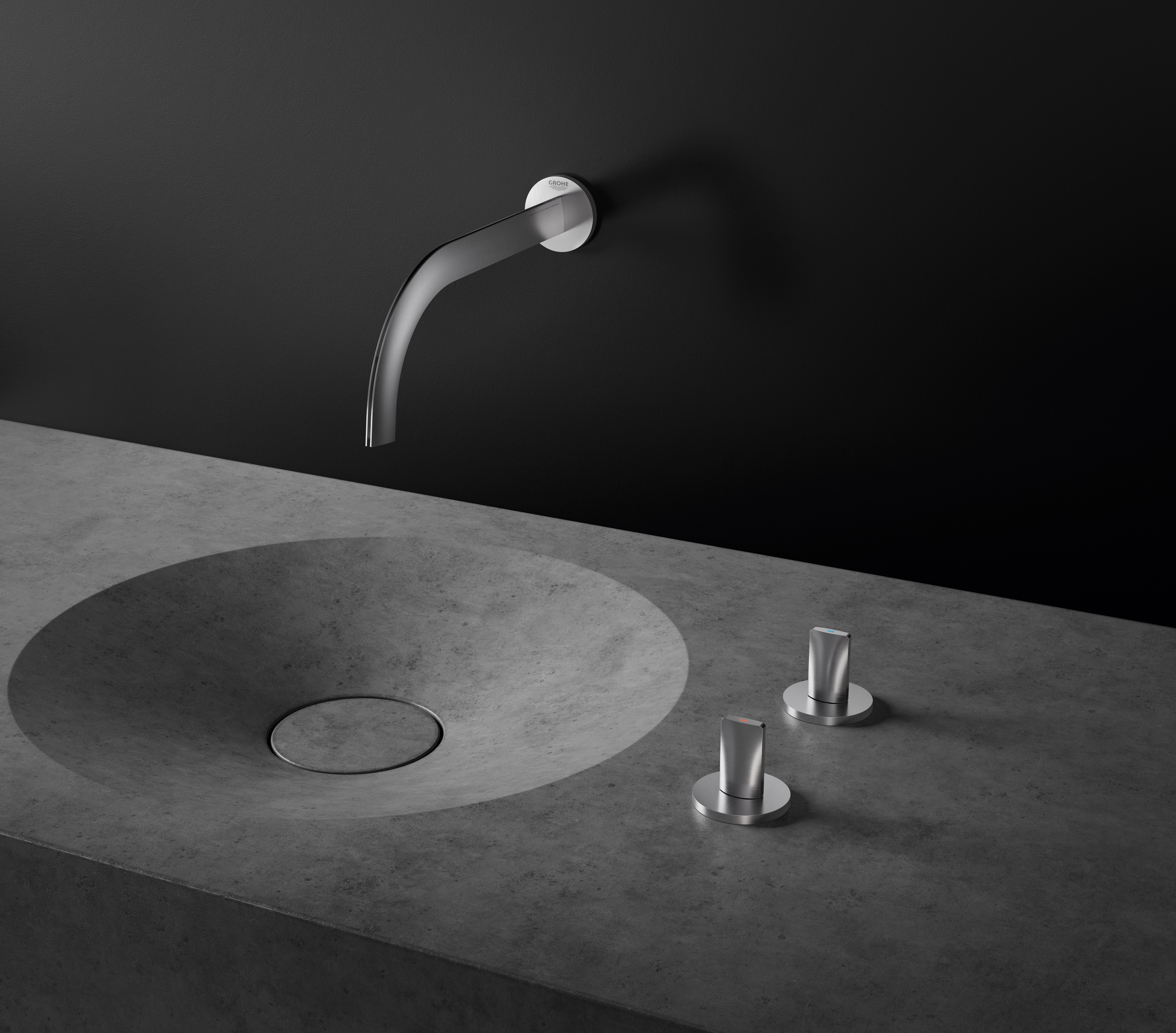 Display product Atrio Icon 3D 3-hole wall-mount basin mixer from manufacturer GROHE