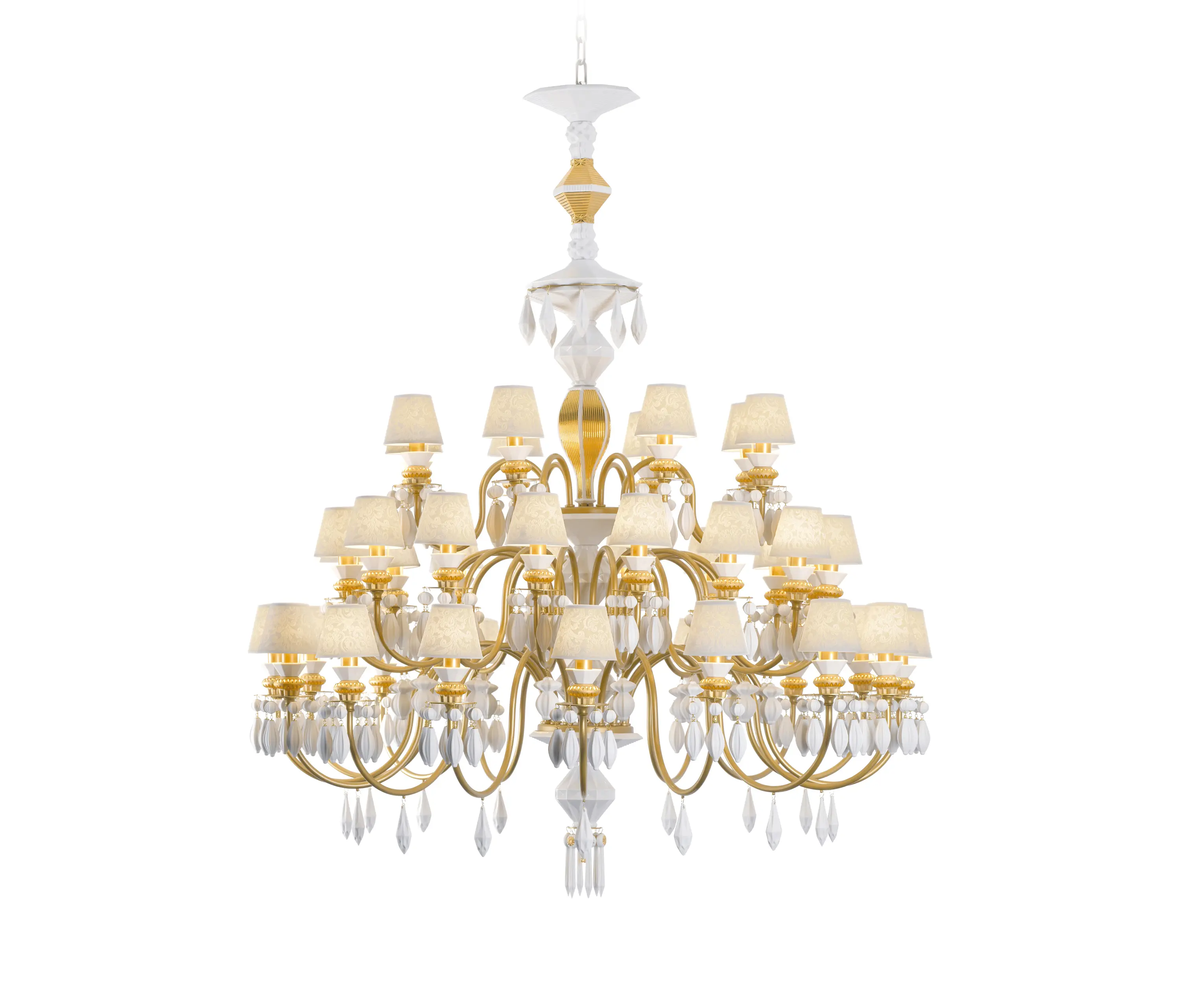 Lladró - Belle de Nuit Chandelier 40 luces | Lustre oro (CE/UK)