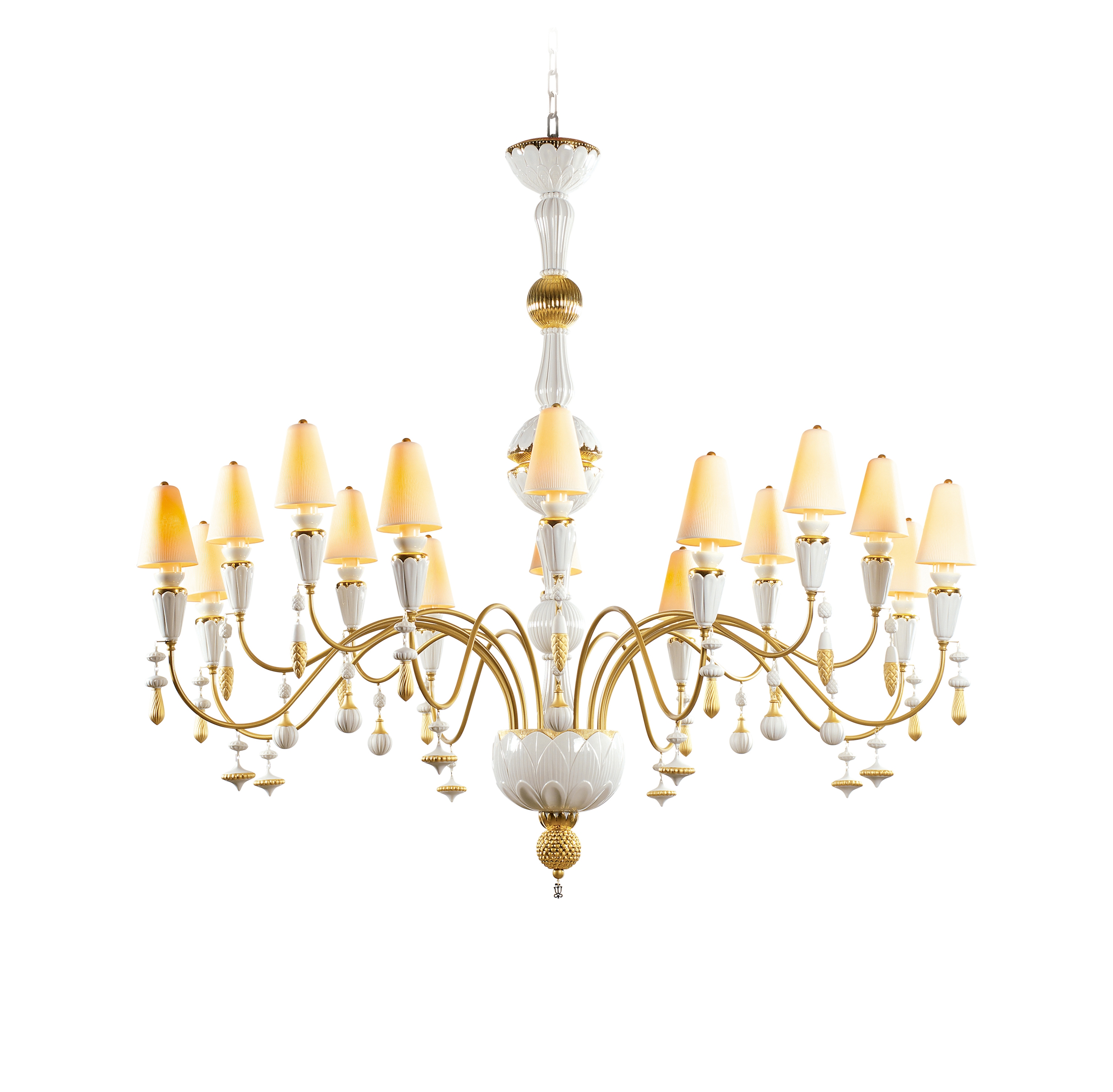Ivy and Seed 16 Lights Chandelier | Large Flat Model | Golden Luster (CE/UK)
