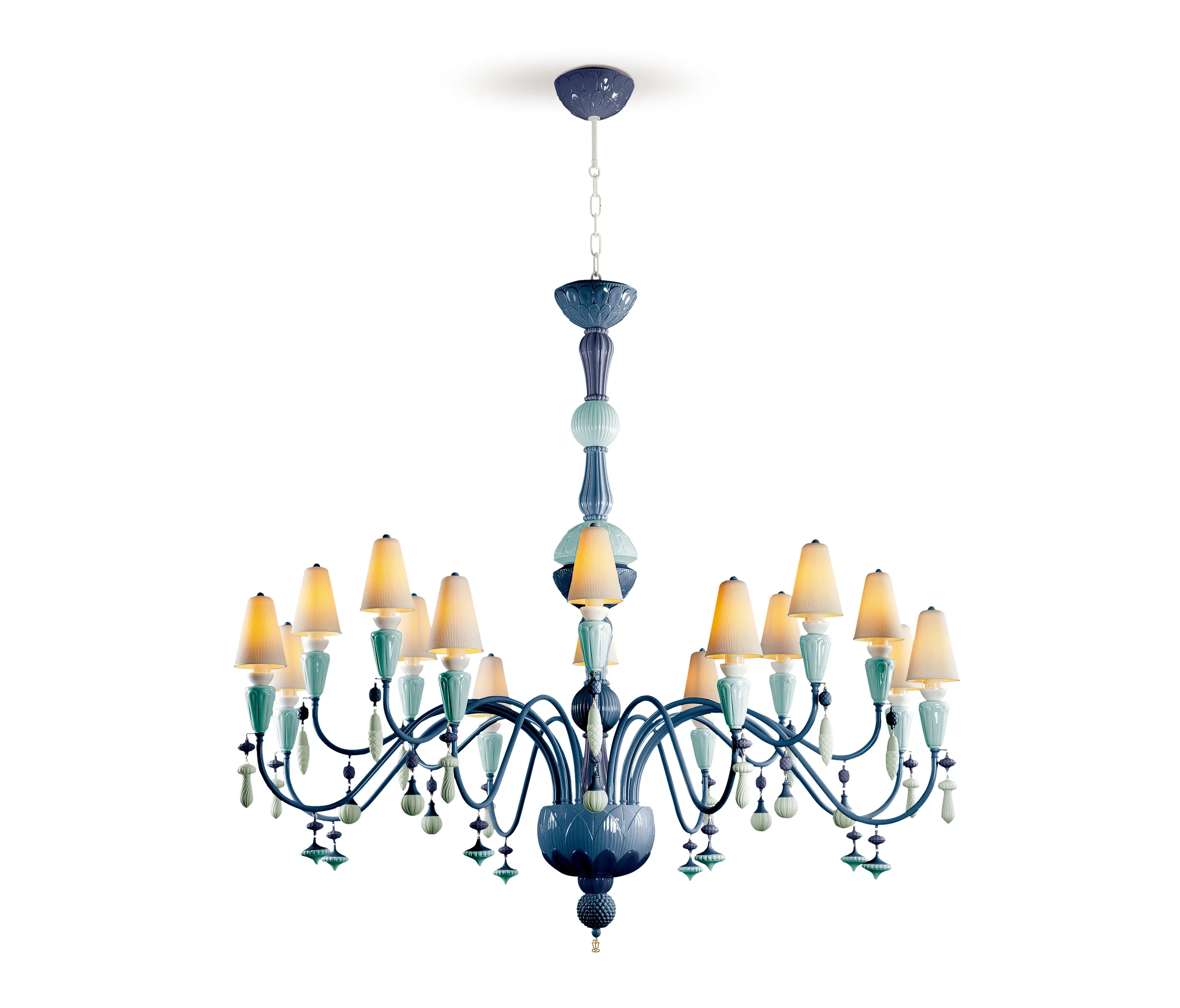 Lladró - Ivy and Seed 16 Lights Chandelier | Large Flat Model | Ocean (CE/UK)