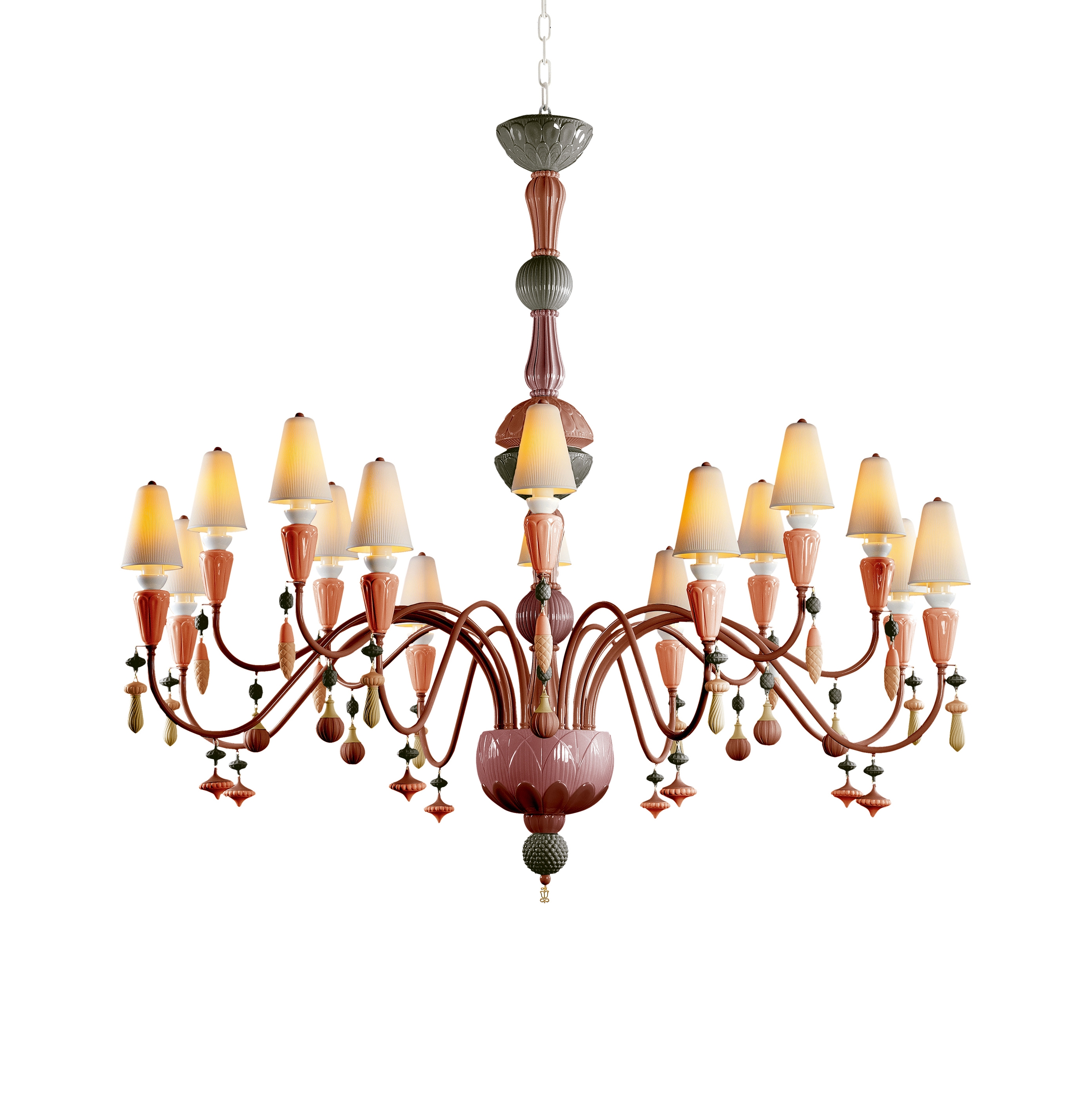 Ivy and Seed 16 Lights Chandelier | Large Flat Model | Red Coral (CE/UK)